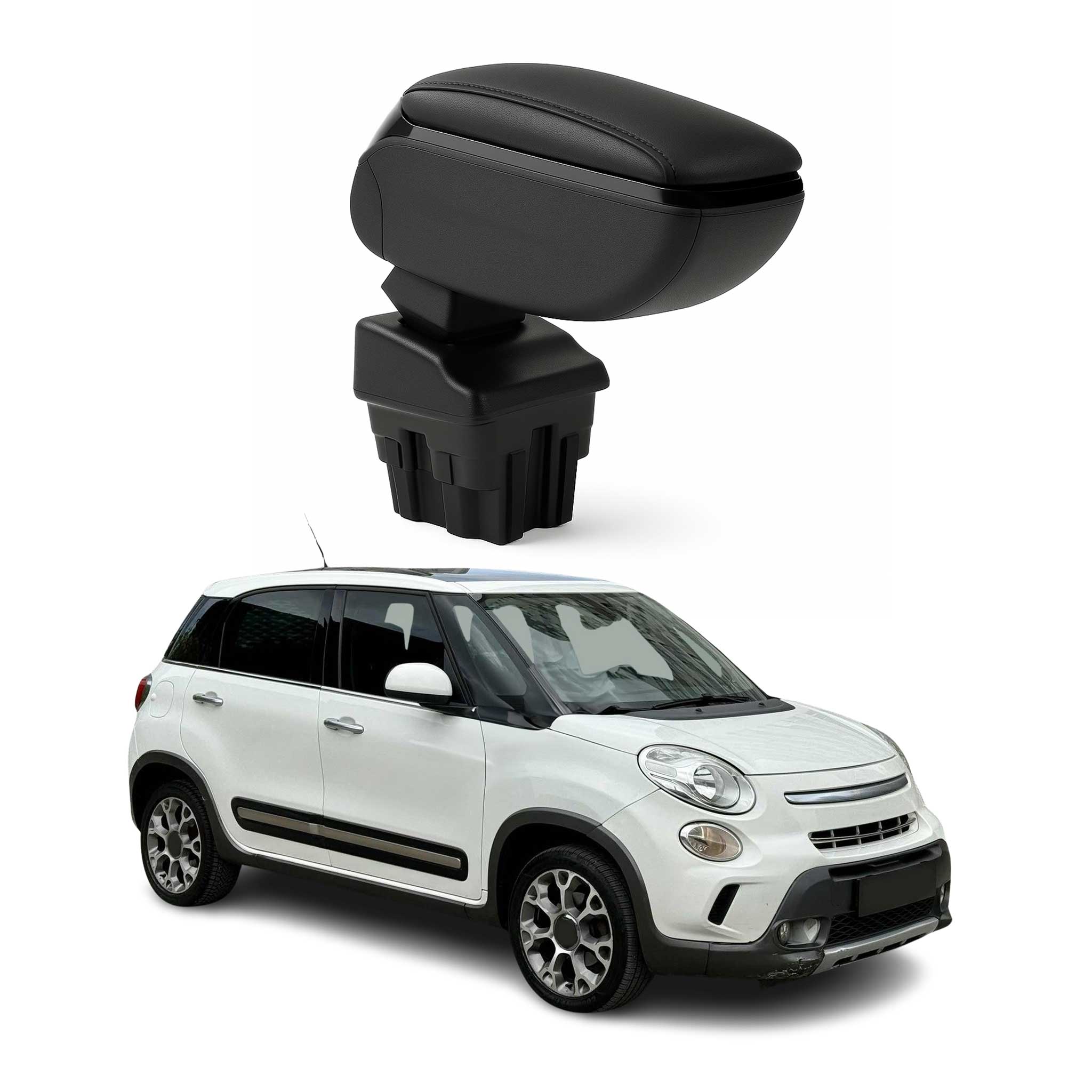 2014-2020 Fiat 500L Black Center Console Armrest Black Sliding 1Pc