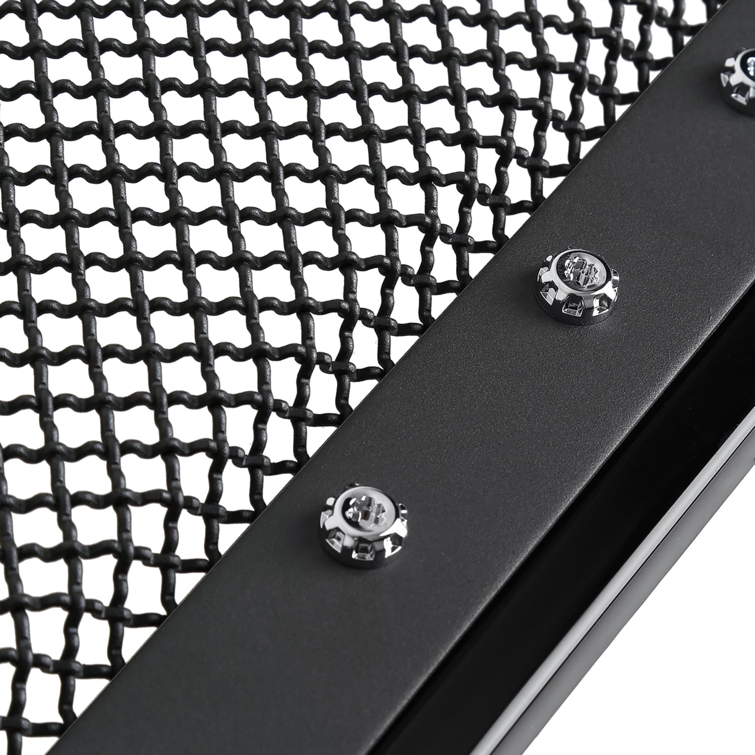 2009-2014 Ford F-150 Glossy Black ABS Rivet Style Grille w/ S.Steel Mesh