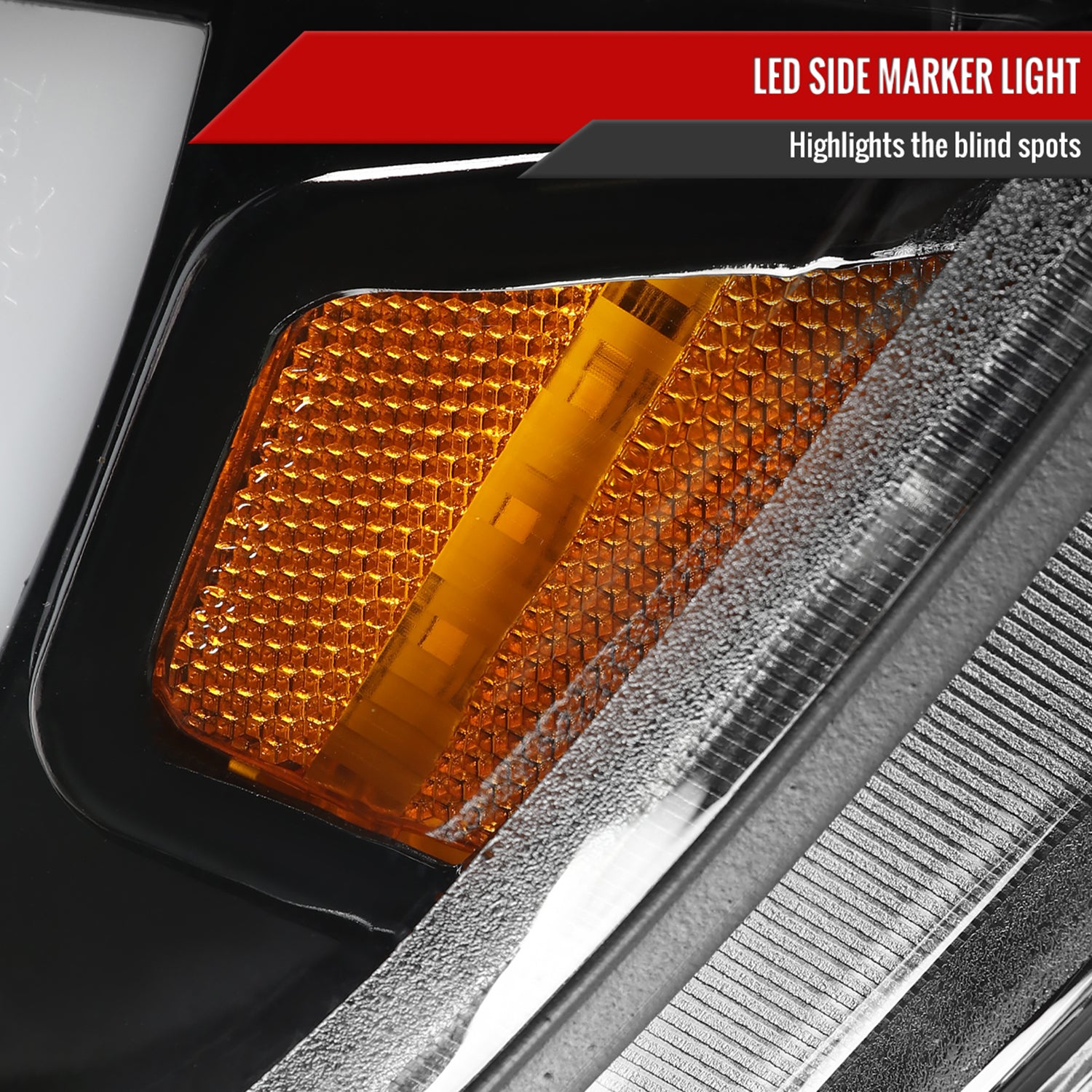 2015-2021 Chevy Colorado LED Bar Projector Headlights Glossy Black/Clear Lens