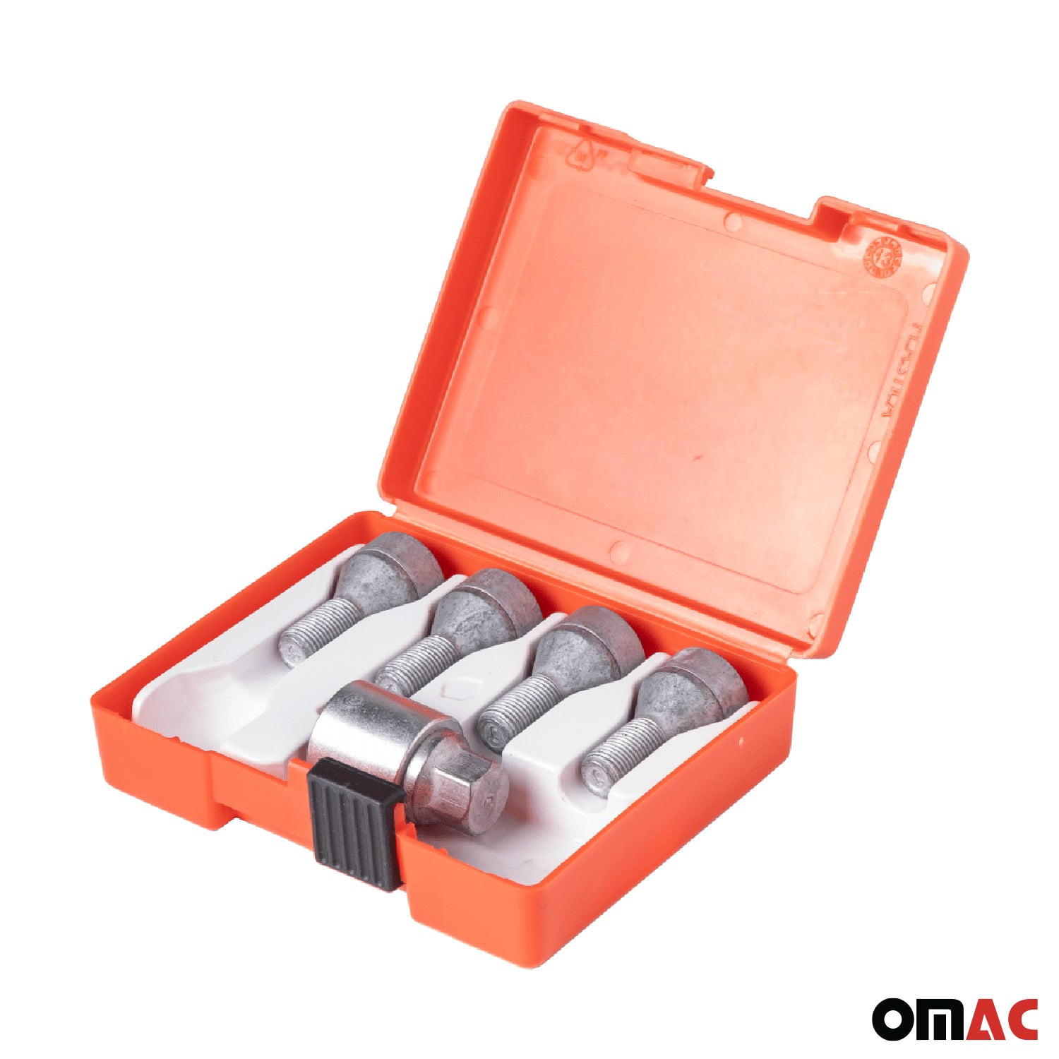 Wheel Lock Kit for Fiat 500 M12X1,25 Bolt Galvanized Silver 4Locks & 1Key