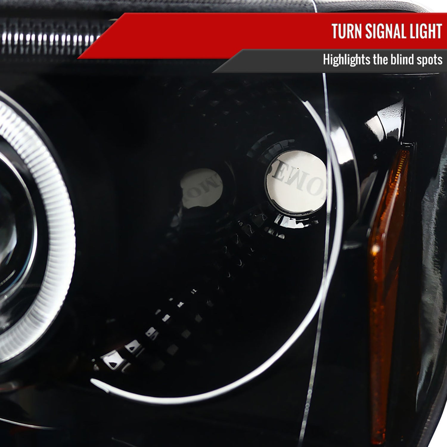1999-2004 Jeep Grand Cherokee Dual Halo Projector Headlights Jet Black/Clear