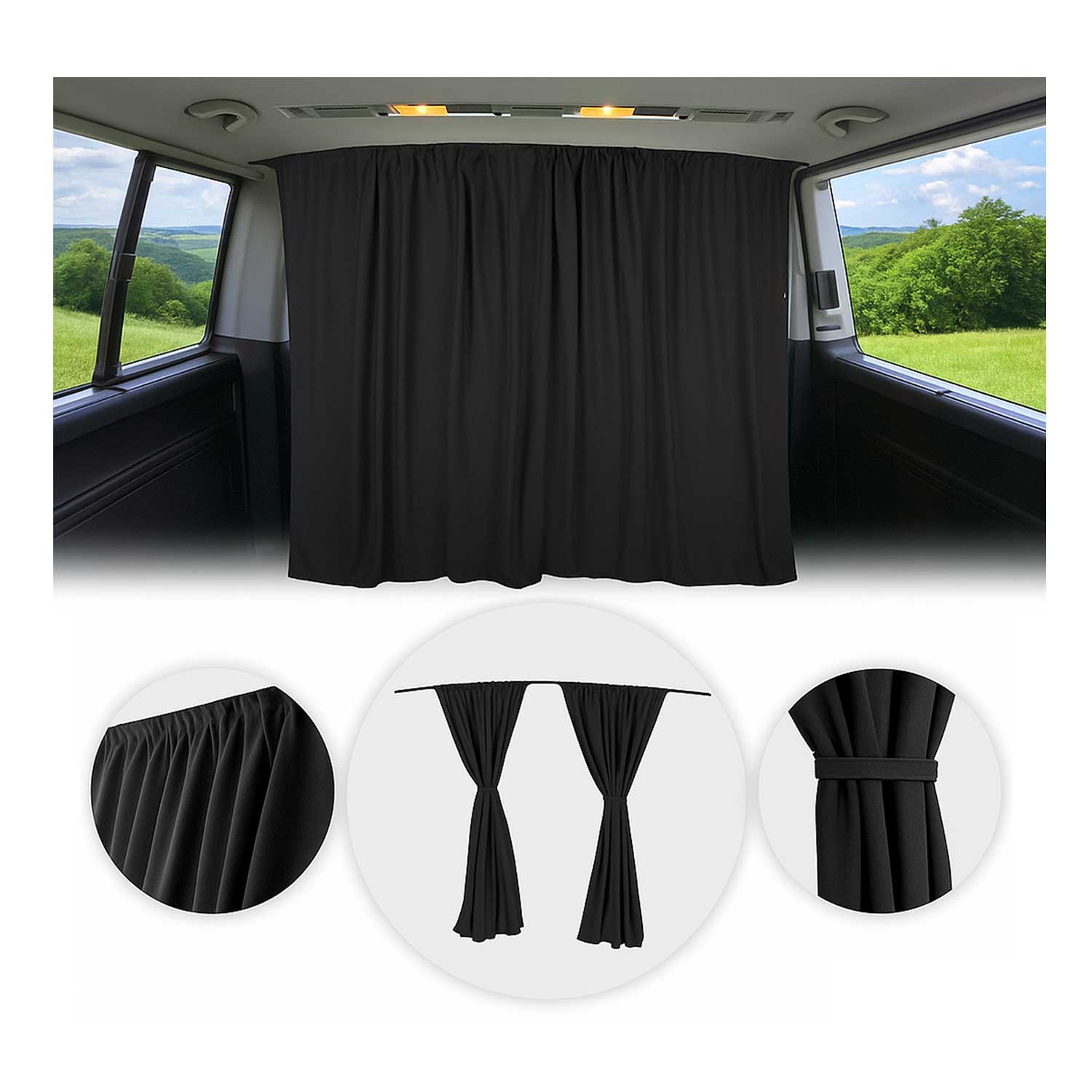 Mercedes Cabin Divider Curtains Privacy Curtains Black 2 Curtains