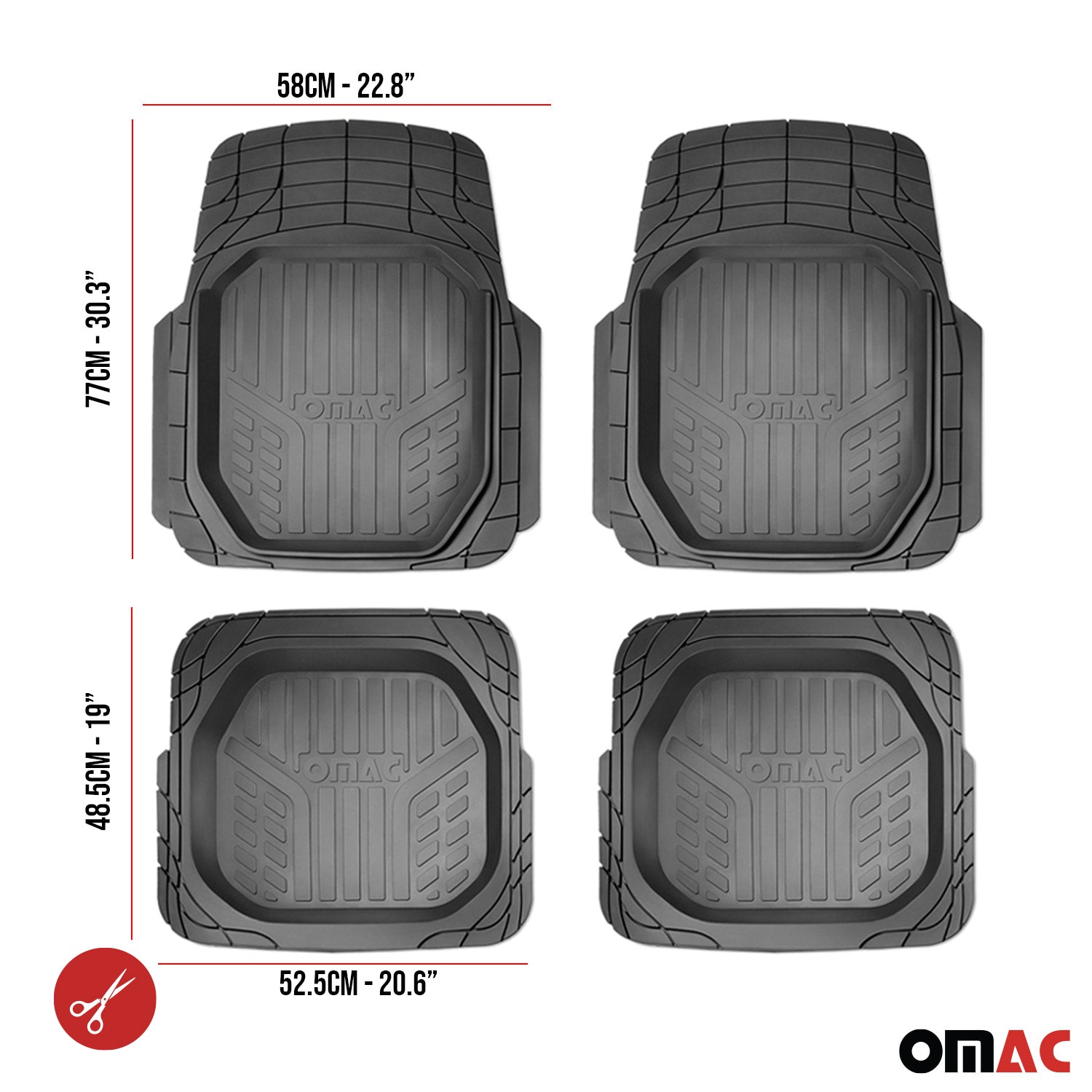 Nissan Rogue Semi-Custom fit Floor Mats Liner All Weather 3D Black Waterproof 4Pcs
