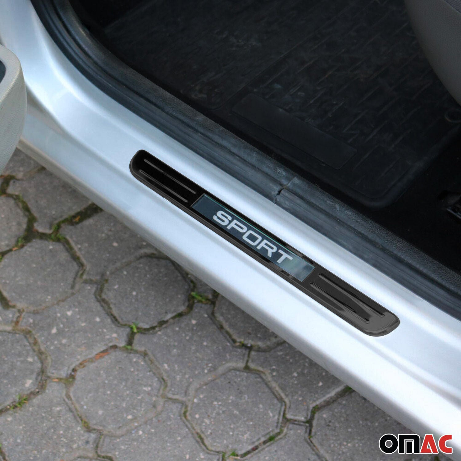 Fiat Door Sill Scuff Plate Illuminated Sport Stainless Steel Dark 4 Pcs