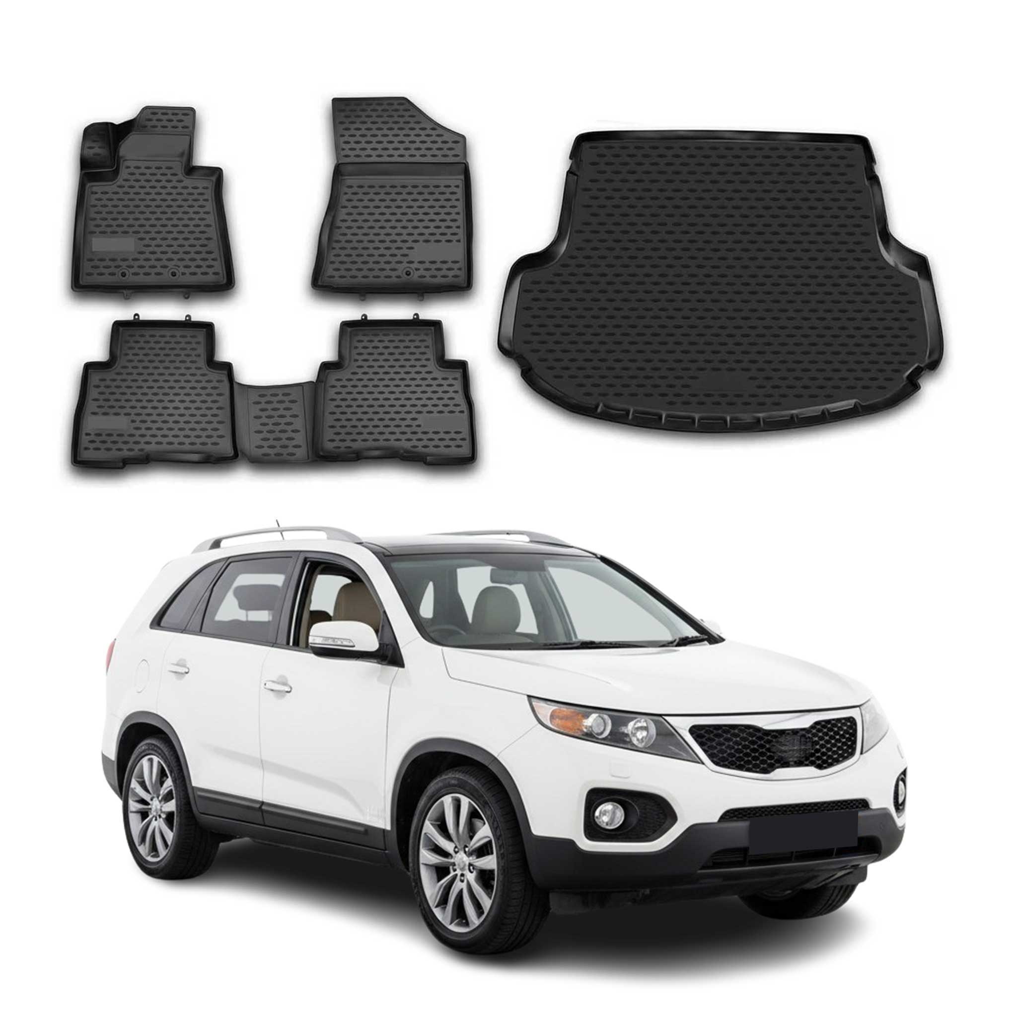 2012-2020 Kia Sorento Floor Mats & Cargo Liner Full Set All Weather Black