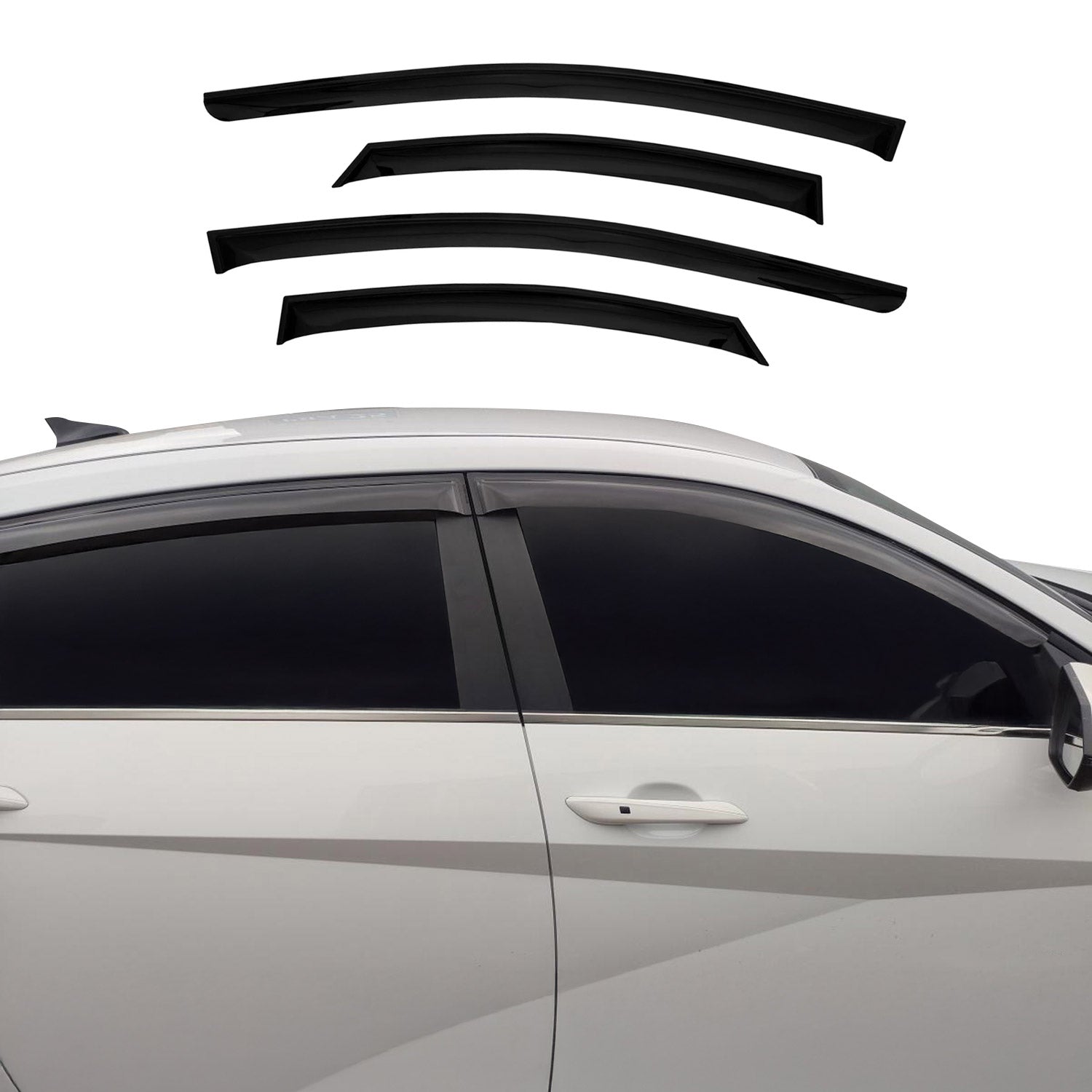 2021-2026 Hyundai Elantra Window Visor Vent Rain Deflector 4Pcs Smoke