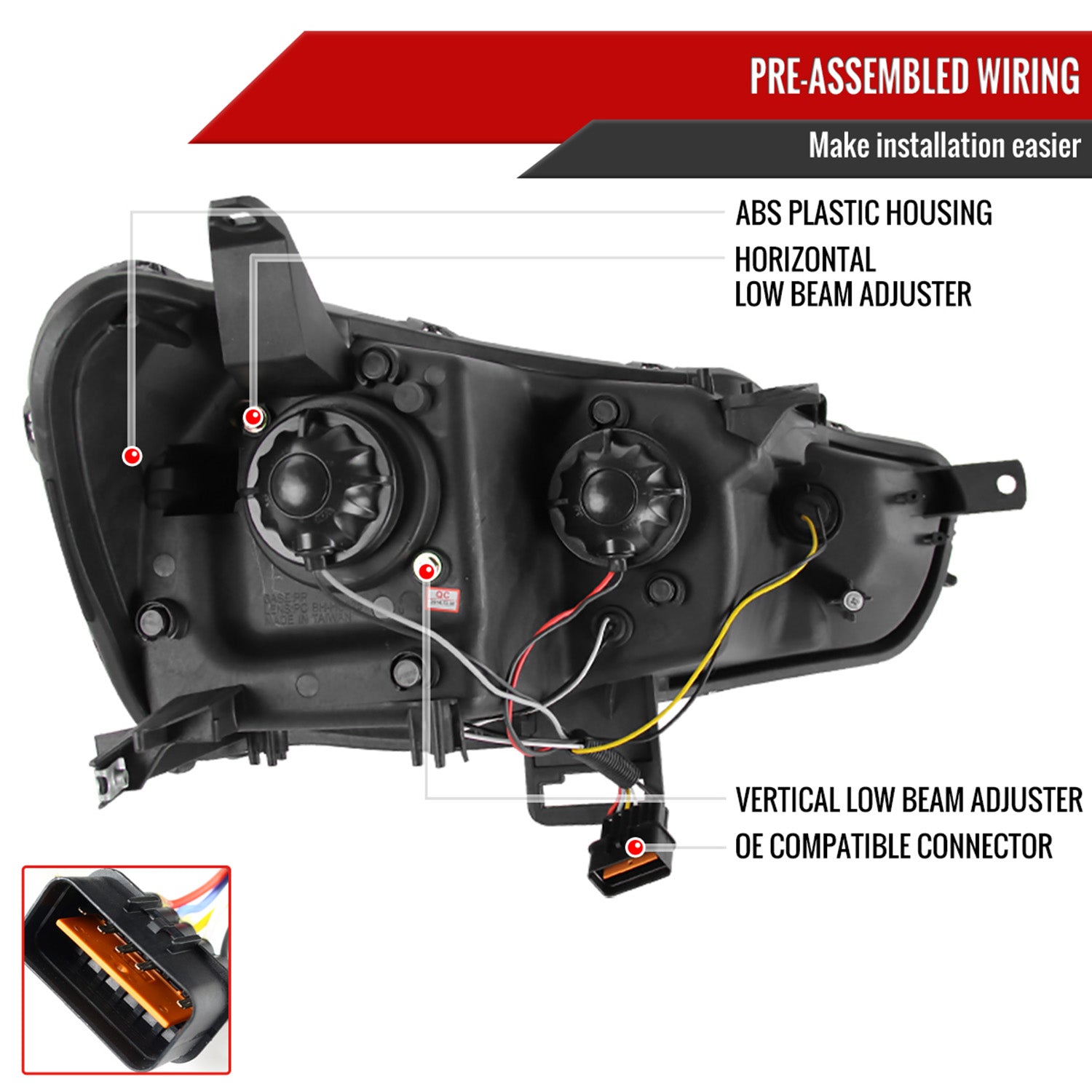 2008-2015 Mitsubishi Lancer EVO Projector Headlights SMD LED Light Strip Smoke