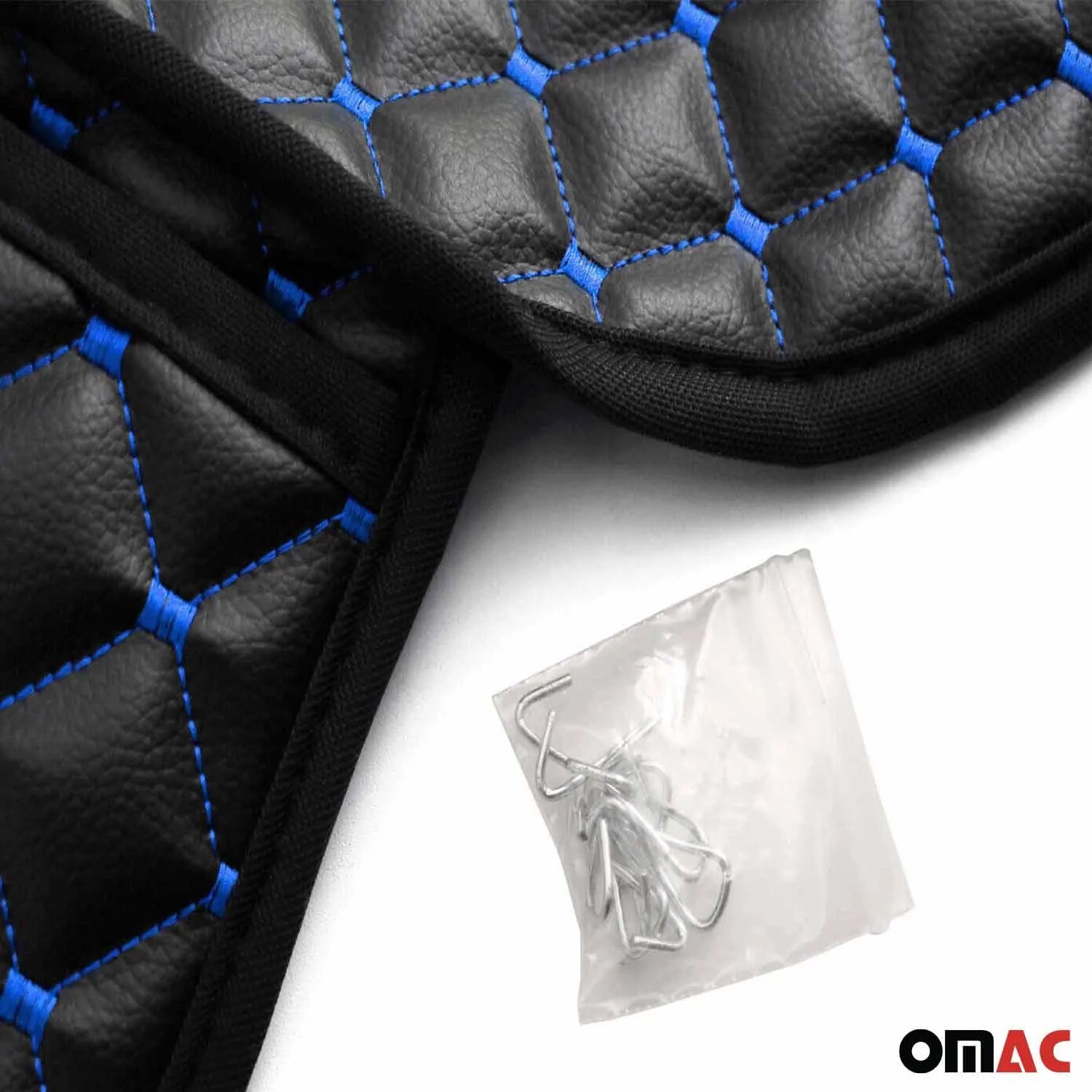 Cadillac Escalade Leather Breathable Front Seat Cover Pads Black Blue 1Pc