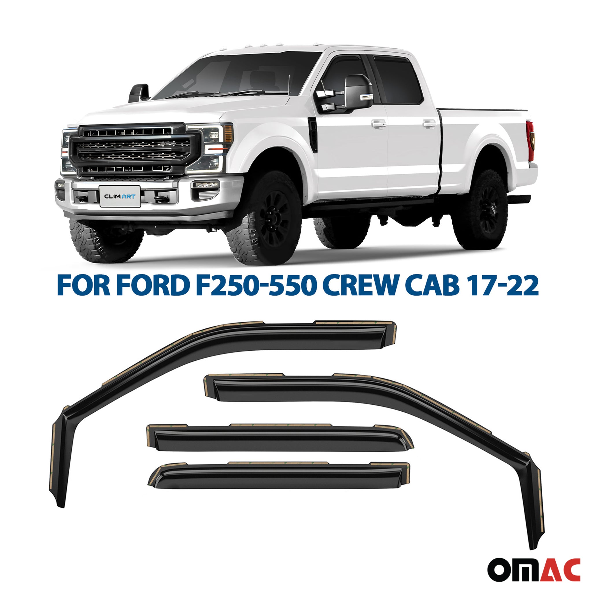 Clim Art Wind Deflectors for Ford F250 Super Duty 2017-2022 Crew Cab 4 Pcs