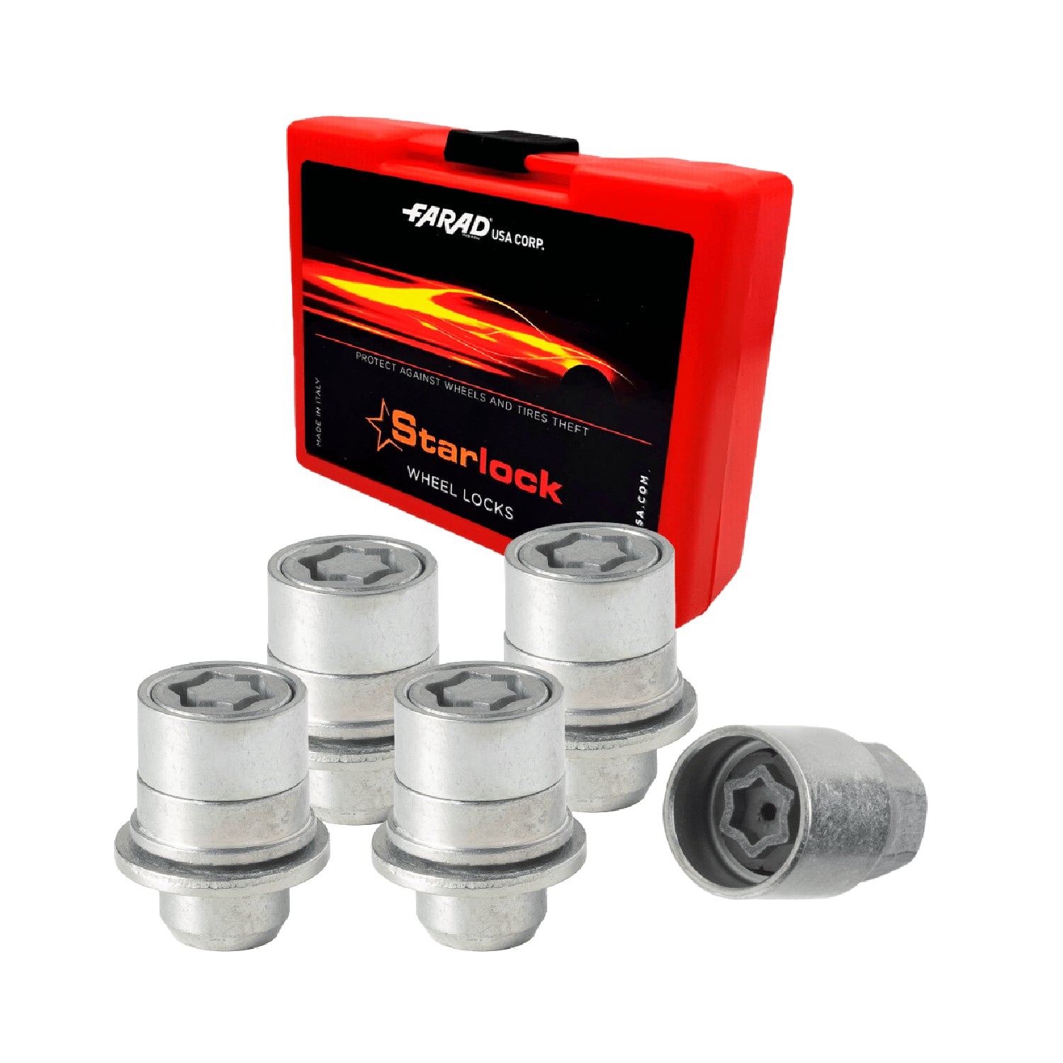 Wheel Lock Kit for Toyota Venza M12X1,5 Nut Galvanized Silver 4Locks & 1Key
