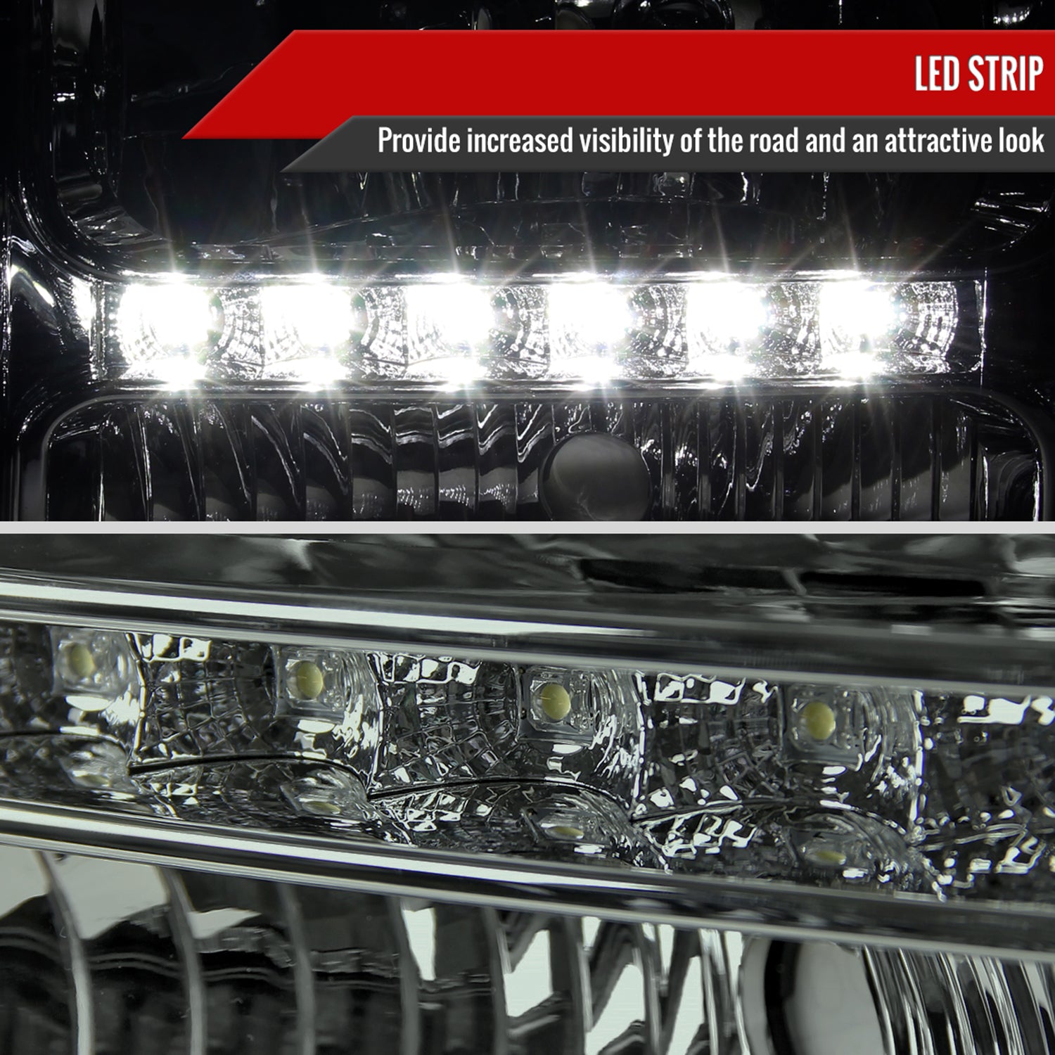 2005-2007 Ford F-250/350/450/550/Excursion Crystal Headlights LED Light Smoke