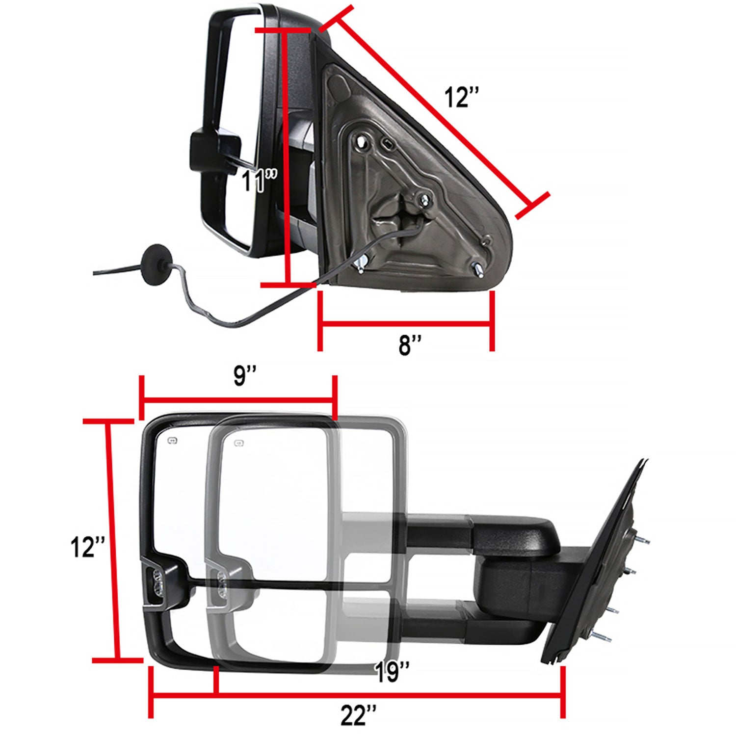 2014-2018 Chevy Silverado/ Sierra Folding Heated & Manual Side Mirrors Amber