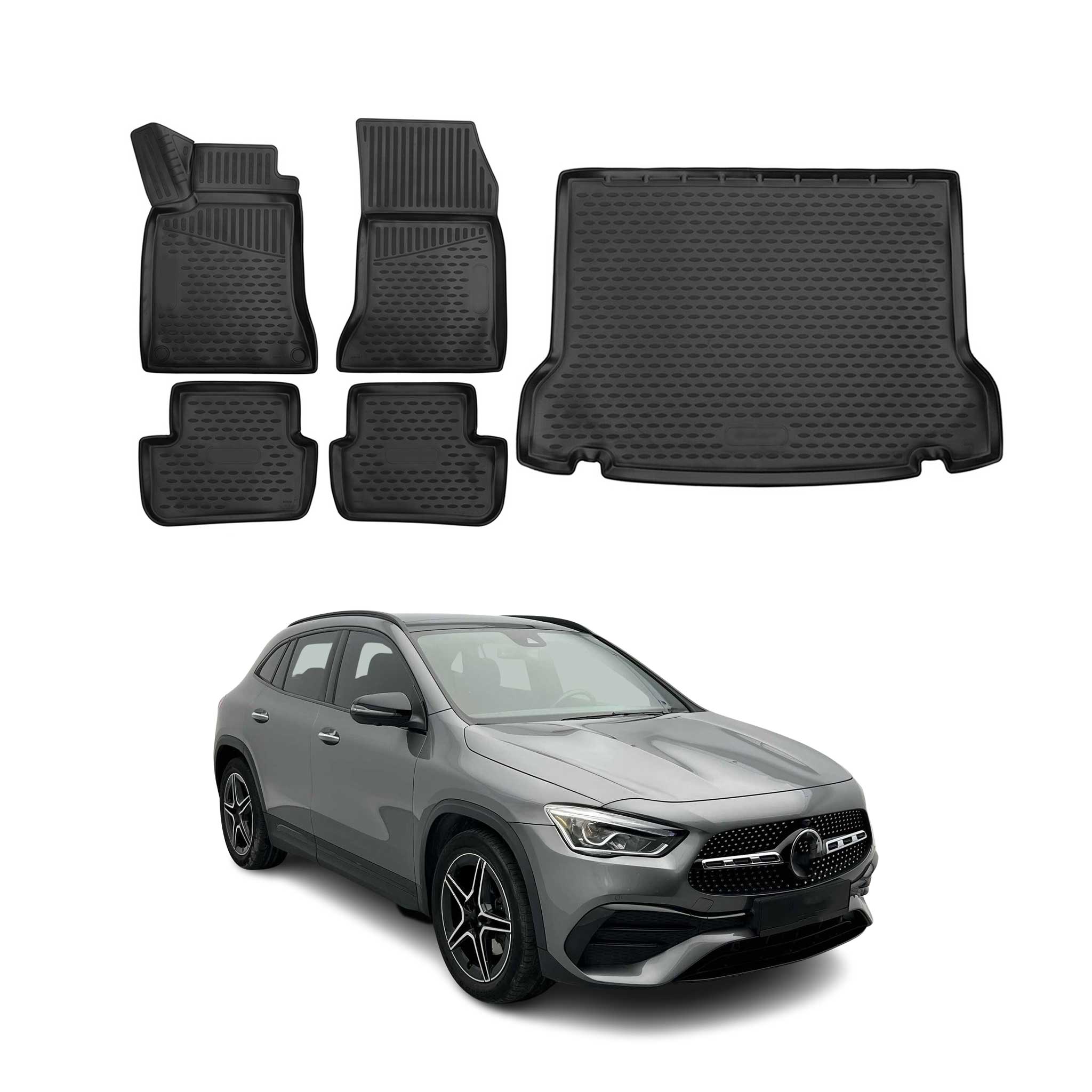 2015-2020 Mercedes GLA Class X156 Floor Mats & Cargo Liner Full Set All Weather Black