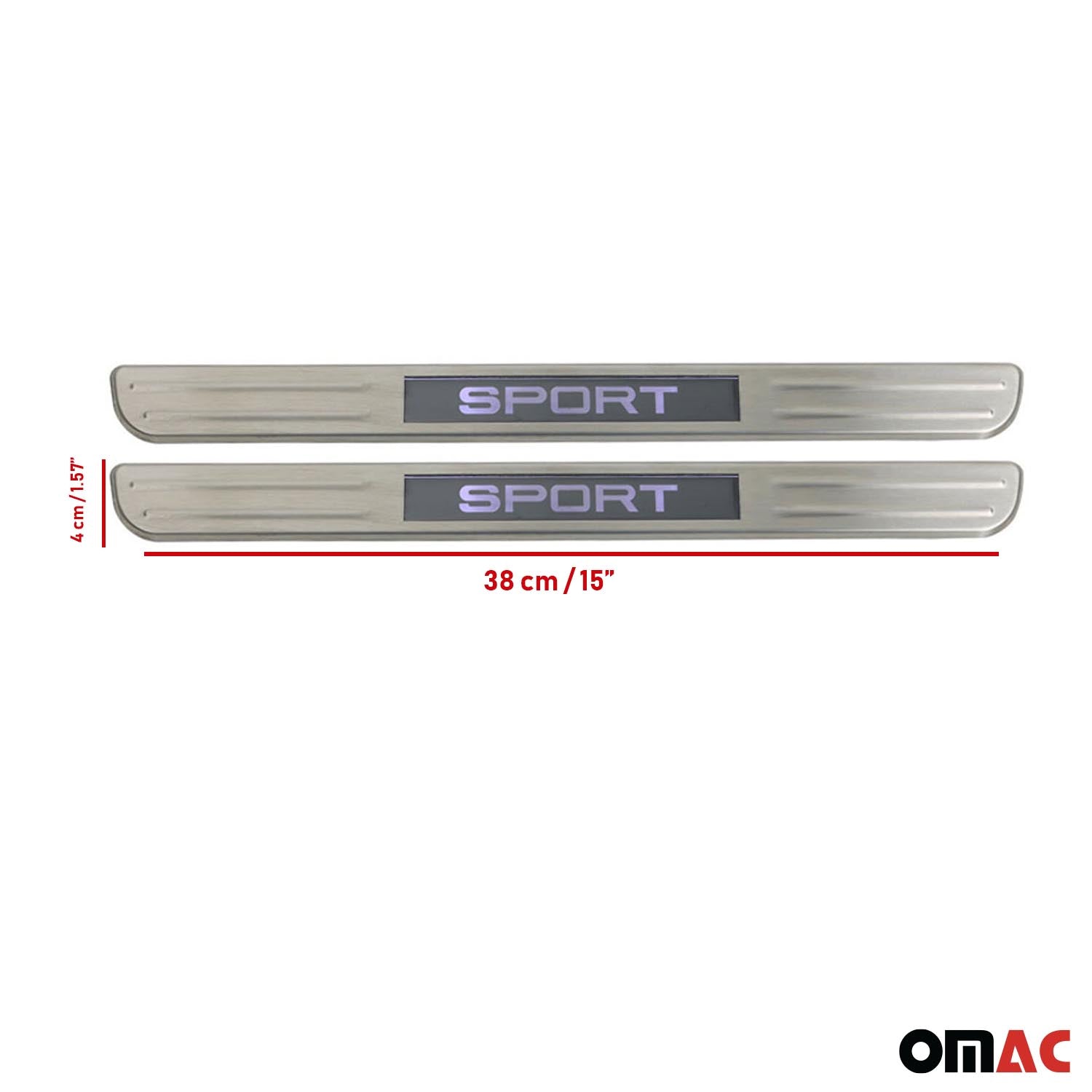 Fiat Door Sill Scuff Plate Illuminated Sport Stainless Steel Silver 2 Pcs