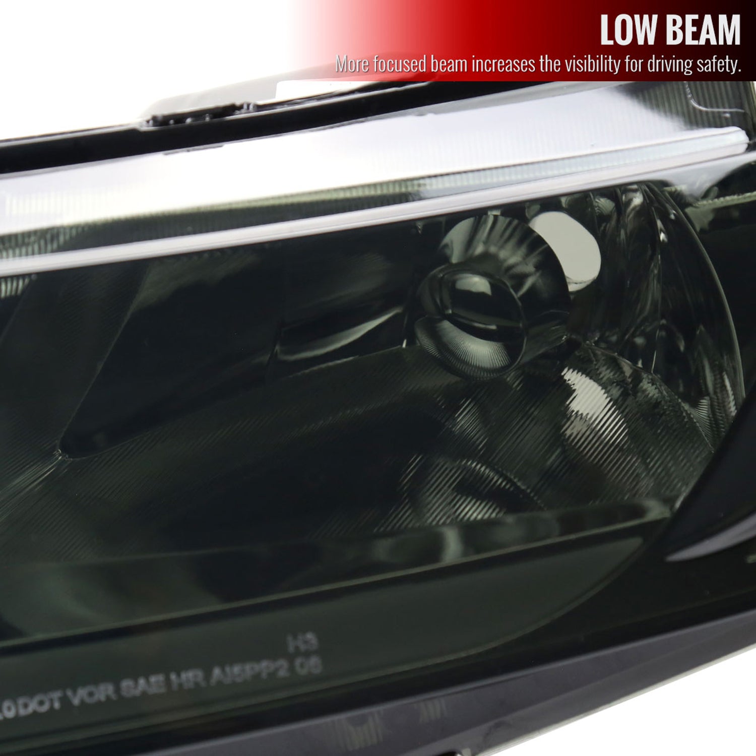 2006-2011 Honda Civic 4DR Sedan Factory Headlights w/LED Strip Chrome/Smoke
