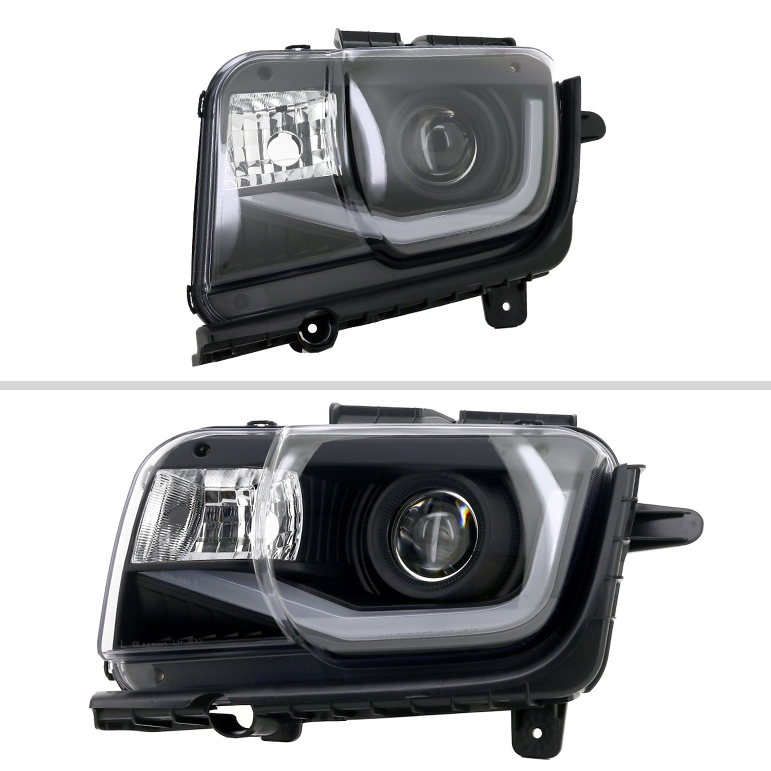2010-2013 Chevy Camaro LED Bar Projector Headlights Matte Black/Clear Lens