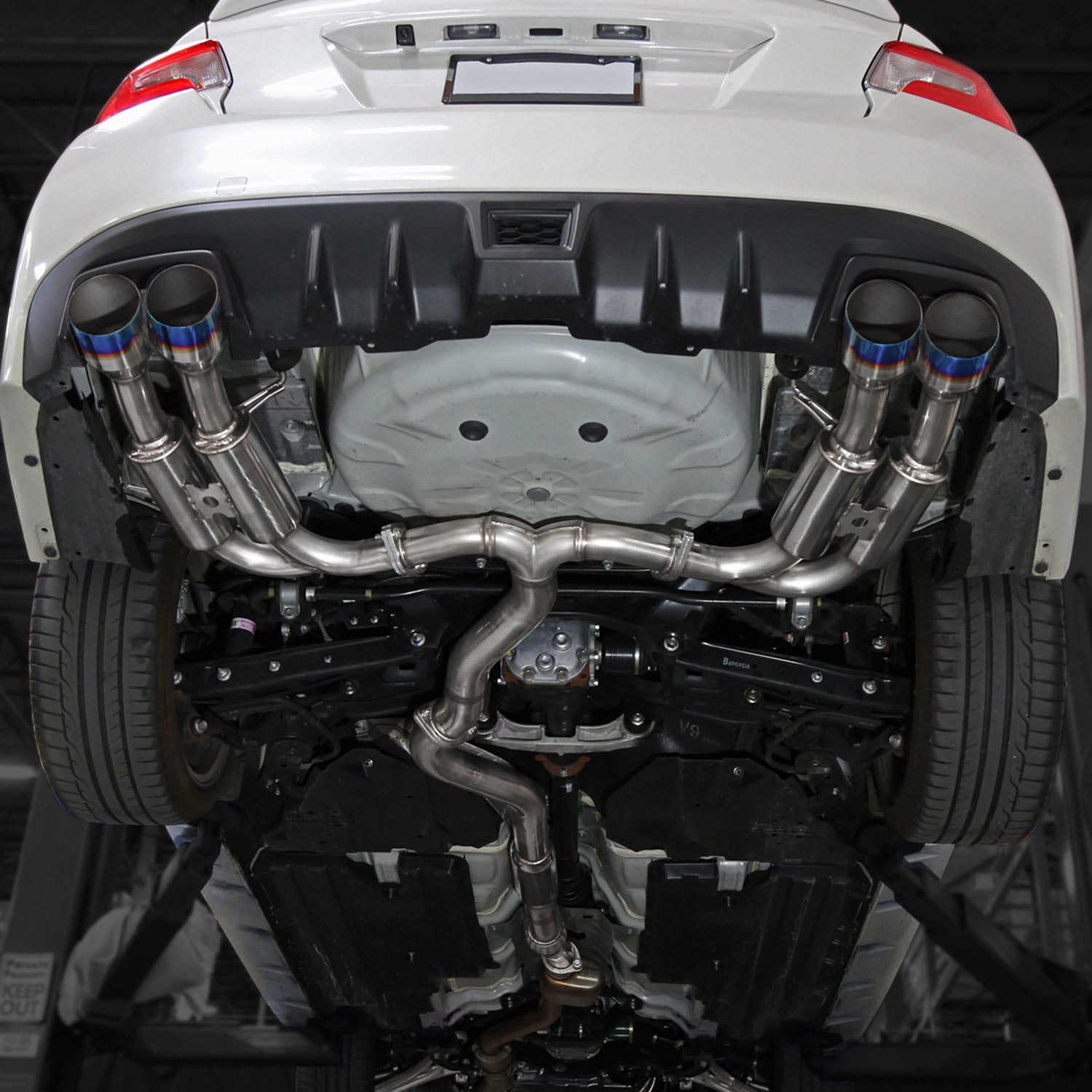 2015-2022 Subaru WRX STI 4" Quad Tip Steel Catback Exhaust System w/ Burnt Tip
