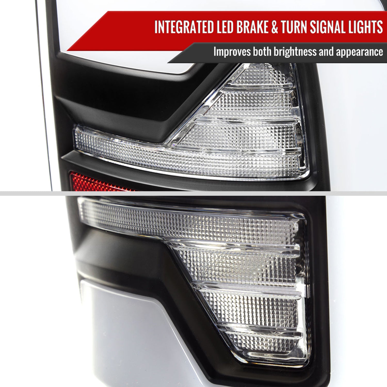 2007-2009 Dodge RAM 1500/2500/3500 White LED Bar Tail Lights Matte Black/Clear