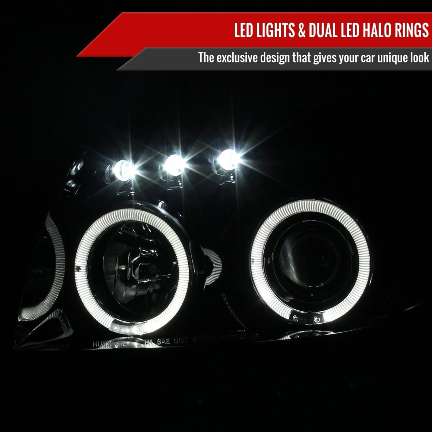 2003-2005 Toyota 4Runner Dual Halo Projector Headlights Jet Black/Clear Lens
