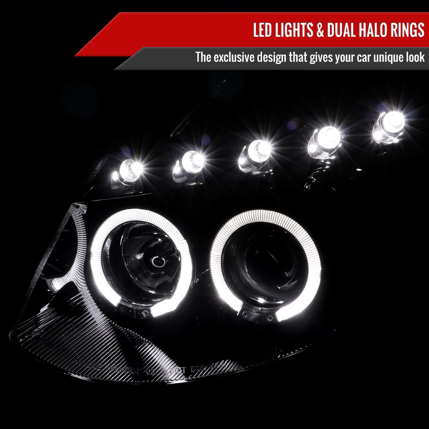 2003-2007 Infiniti G35 Coupe Dual Halo Projector Headlights Glossy Black/Smoke
