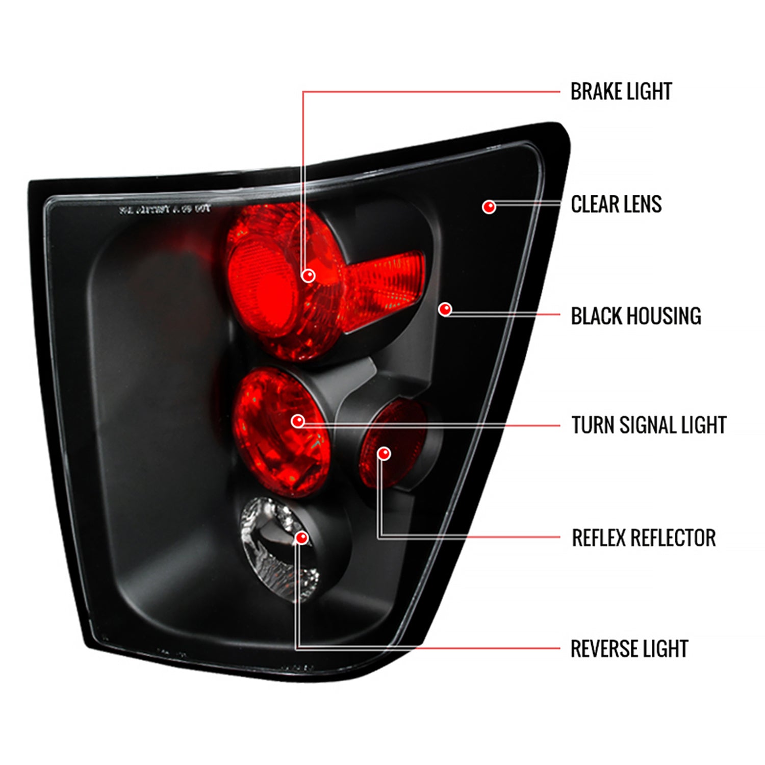 2005-2006 Jeep Grand Cherokee Tail Lights Matte Black Housing/Clear Lens