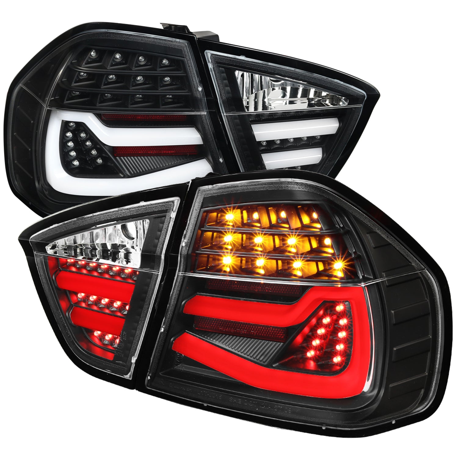 2006-2008 BMW E90 3 Series Sedan LED Tail Lights Matte Black/Clear Lens