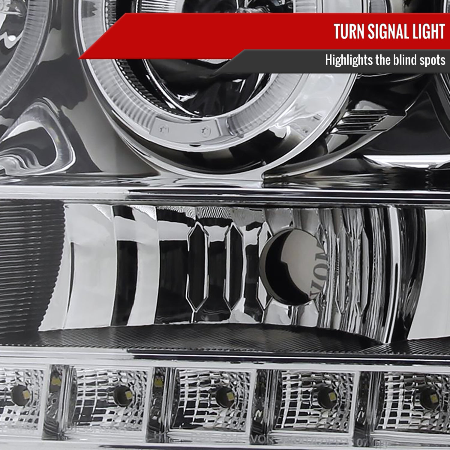 2007-2014 GMC Sierra Dual Halo Projector Headlights Chrome/Clear Lens