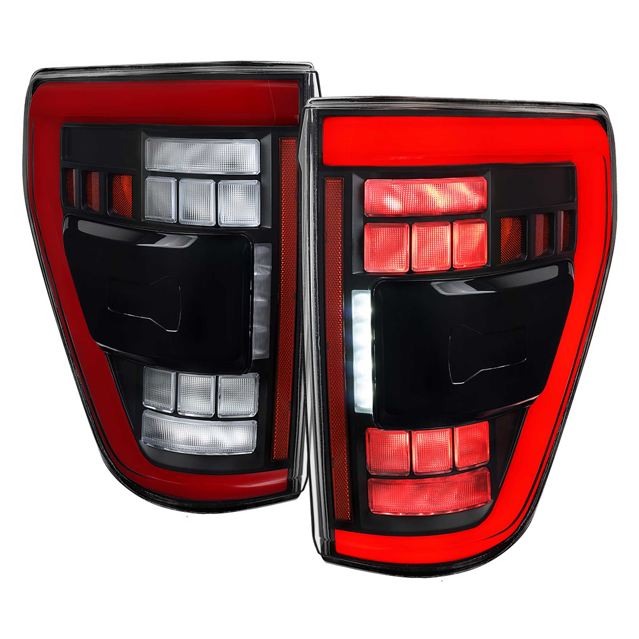 For Ford F-150 2021-2023 Full LED Tail Light Black Housing Clear Lens