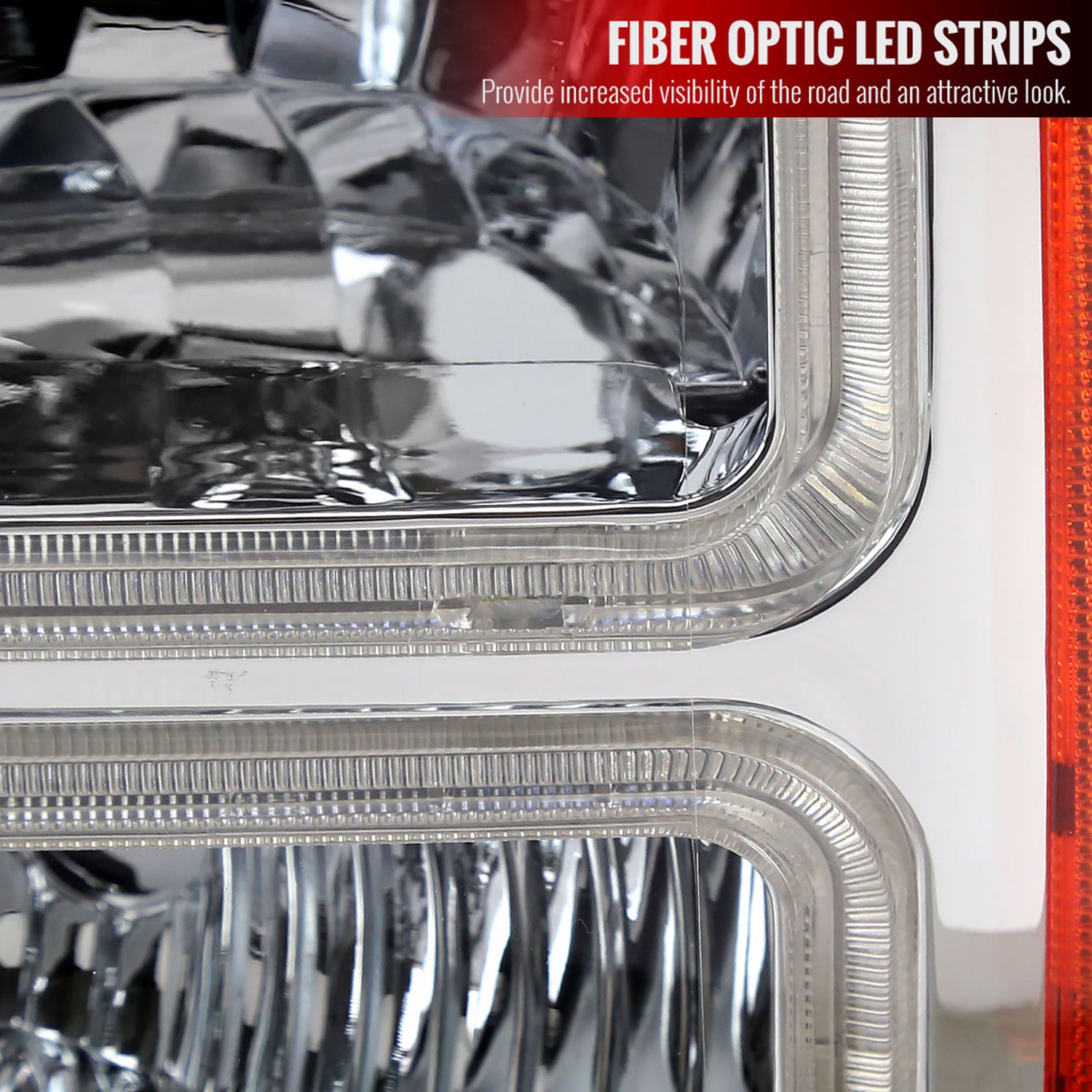 2005-2007 Ford F250/350/450 SuperDuty Dual LED C-Bar Factory Headlights Chrome