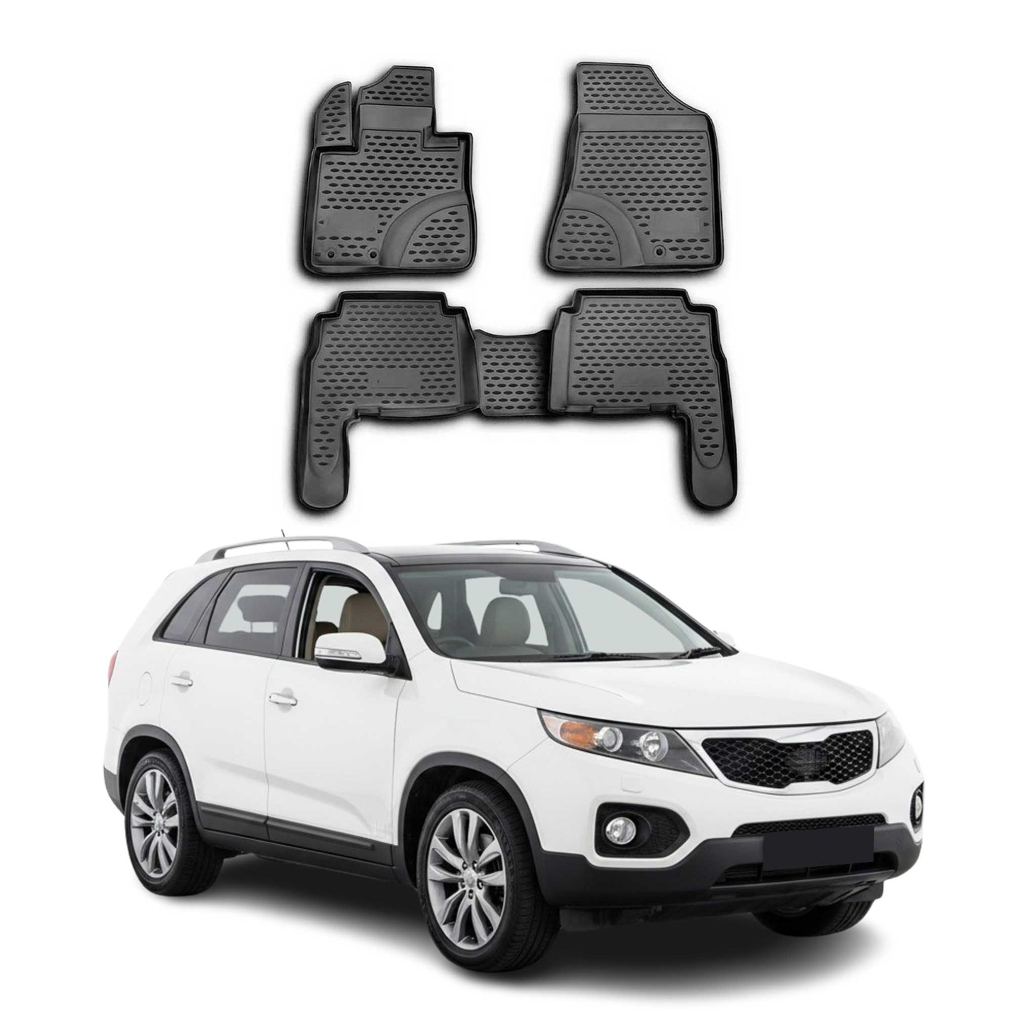 2011-2013 Kia Sorento Floor Mats Liners Full Set All Weather Black