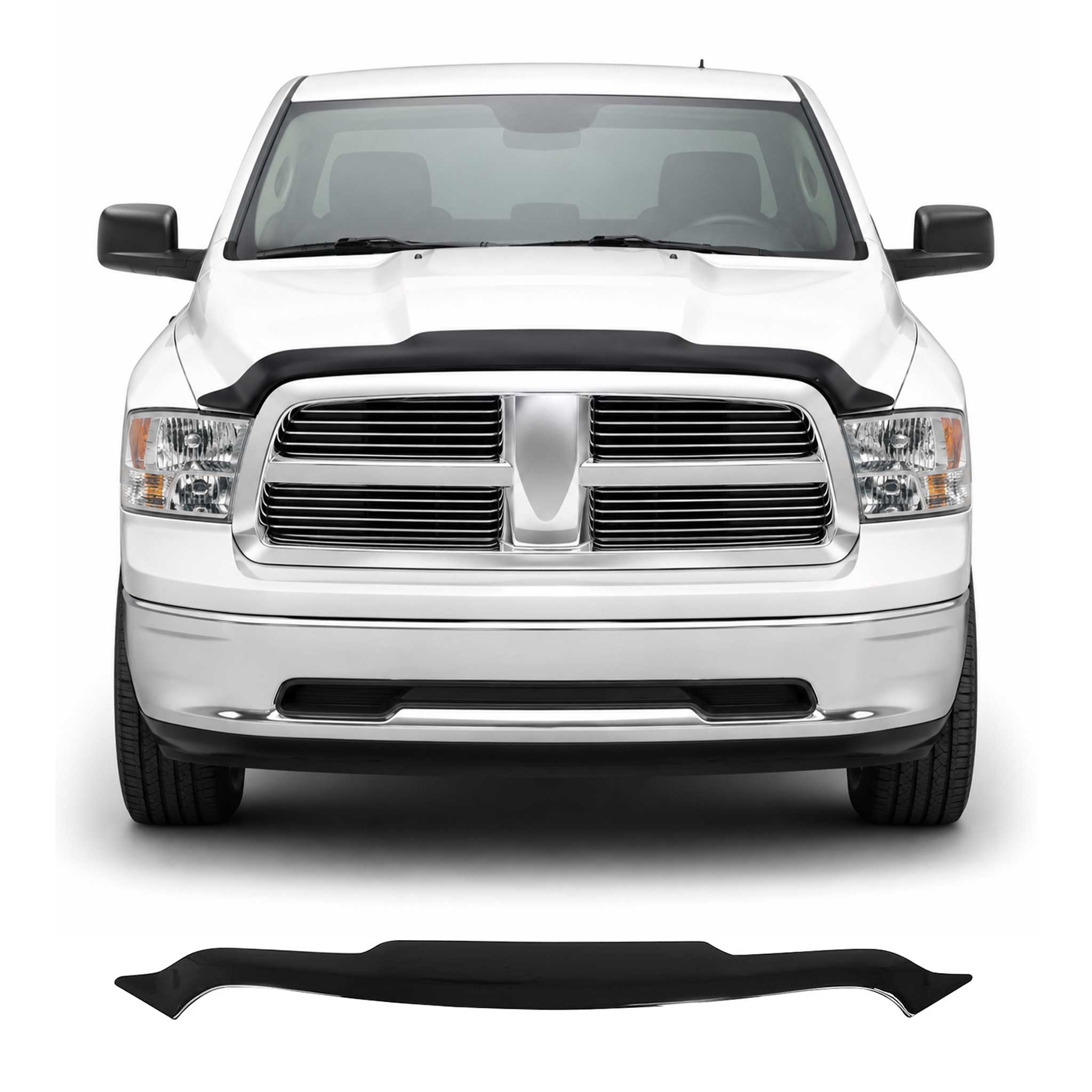 2012-2018 Dodge Ram 1500 2009-2011 / RAM 1500 Front Bug Shield Hood Deflector 1 Pc Smoke Stick Install