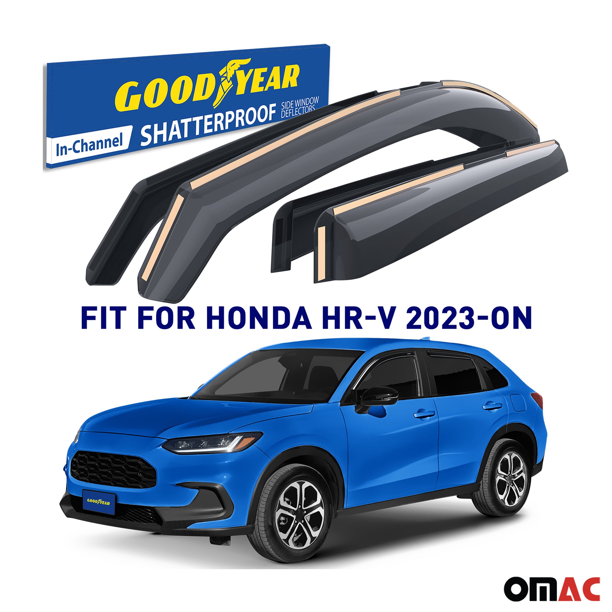 Goodyear Wind Deflectors for Honda HR-V 2023-2025 Tape-On Premium Smoke 4 pcs
