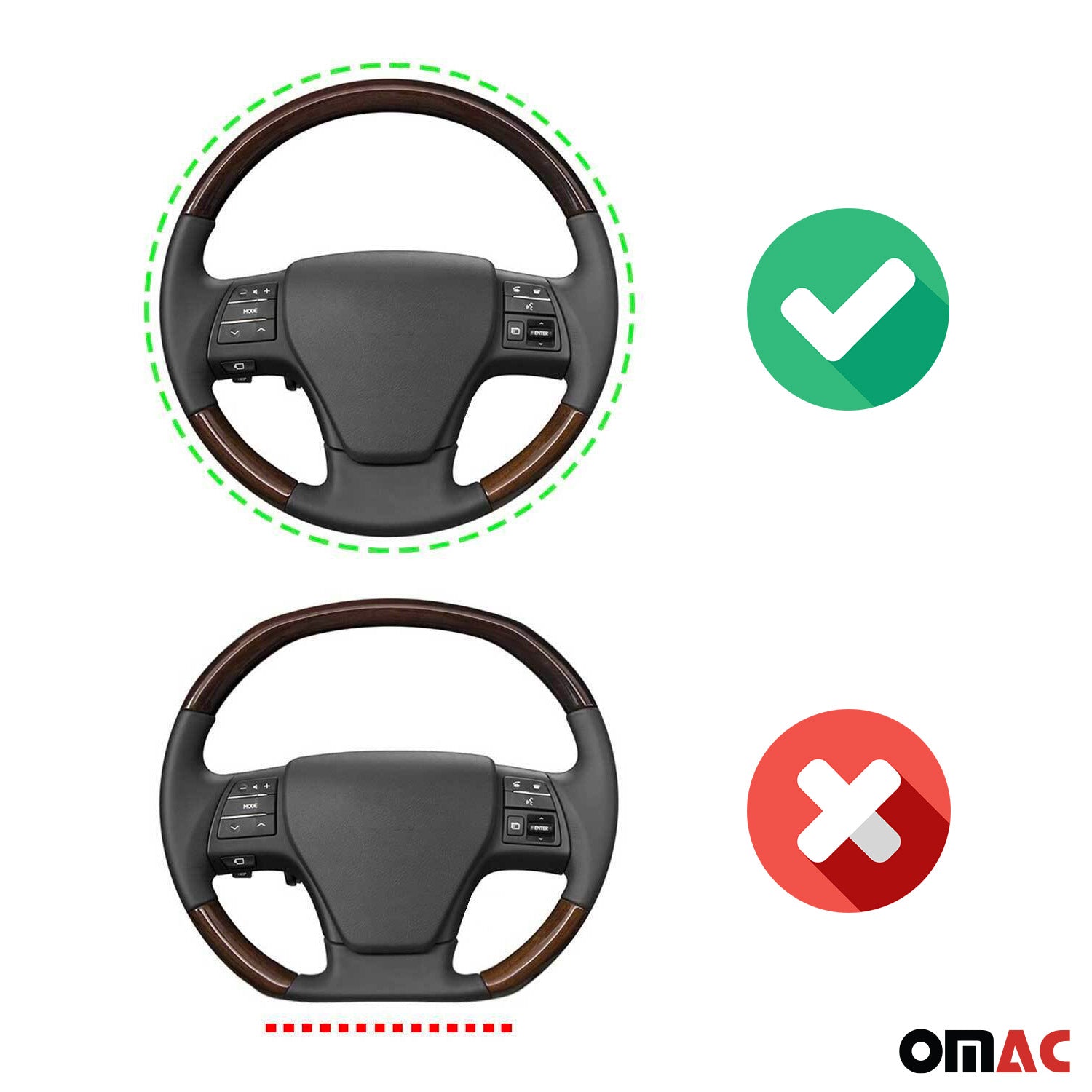 14.5-15.5’’ Steering Wheel Cover Black Dotted Leather Anti-slip Breathable