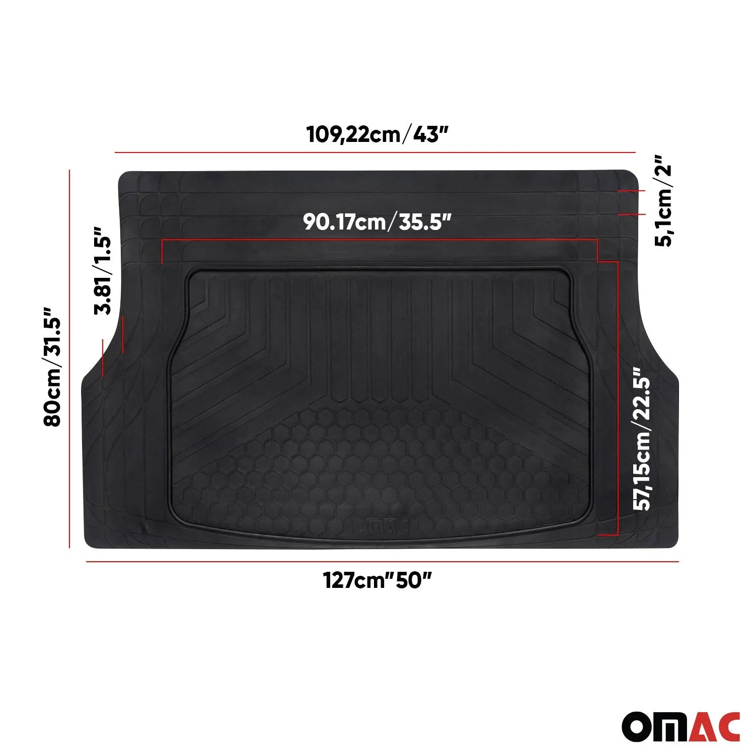 GMC Yukon Semi-Custom fit Cargo Mats Liner All Weather Black Rubber