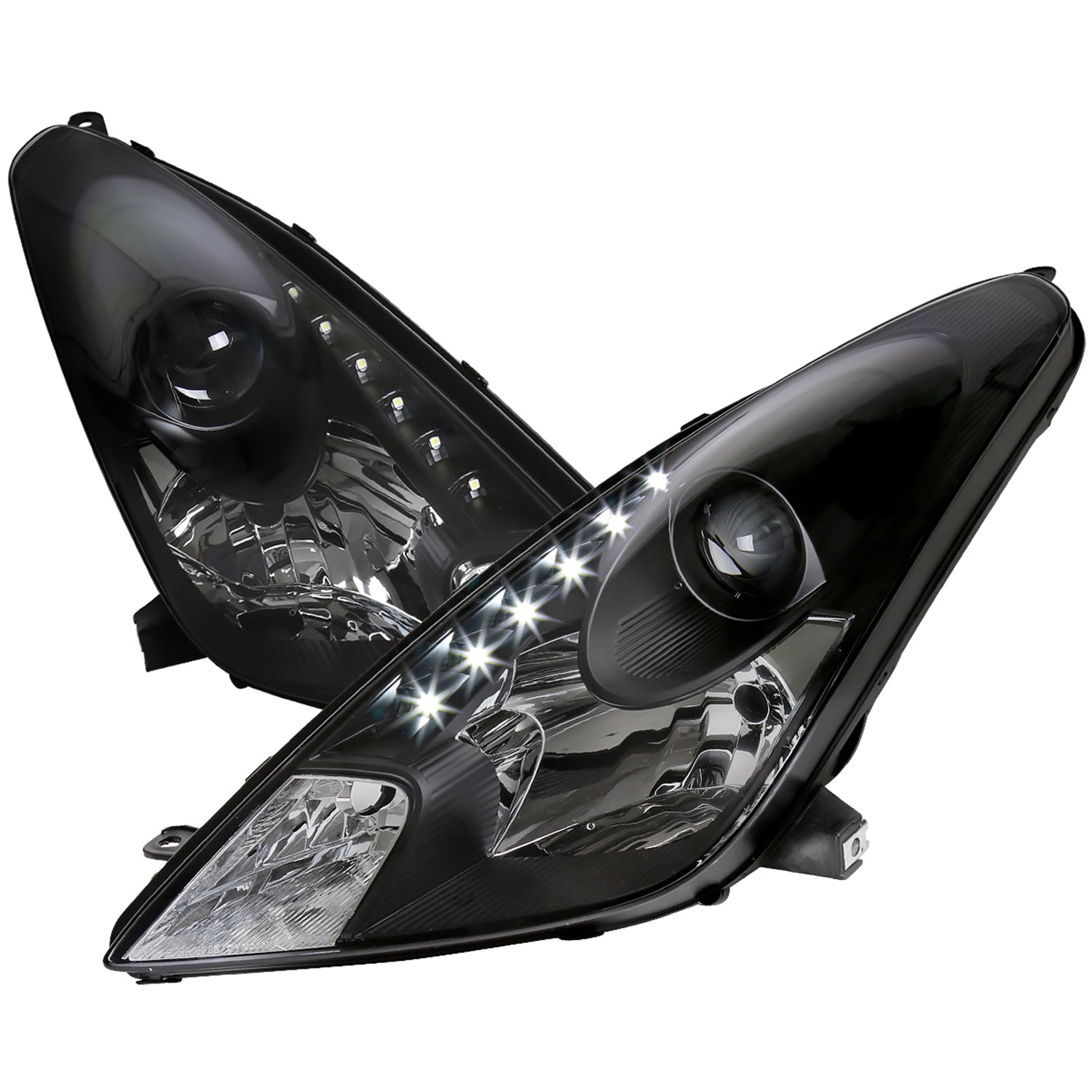 2000-2005 Toyota Celica Projector Headlights SMD LED Light Strip Matt Black