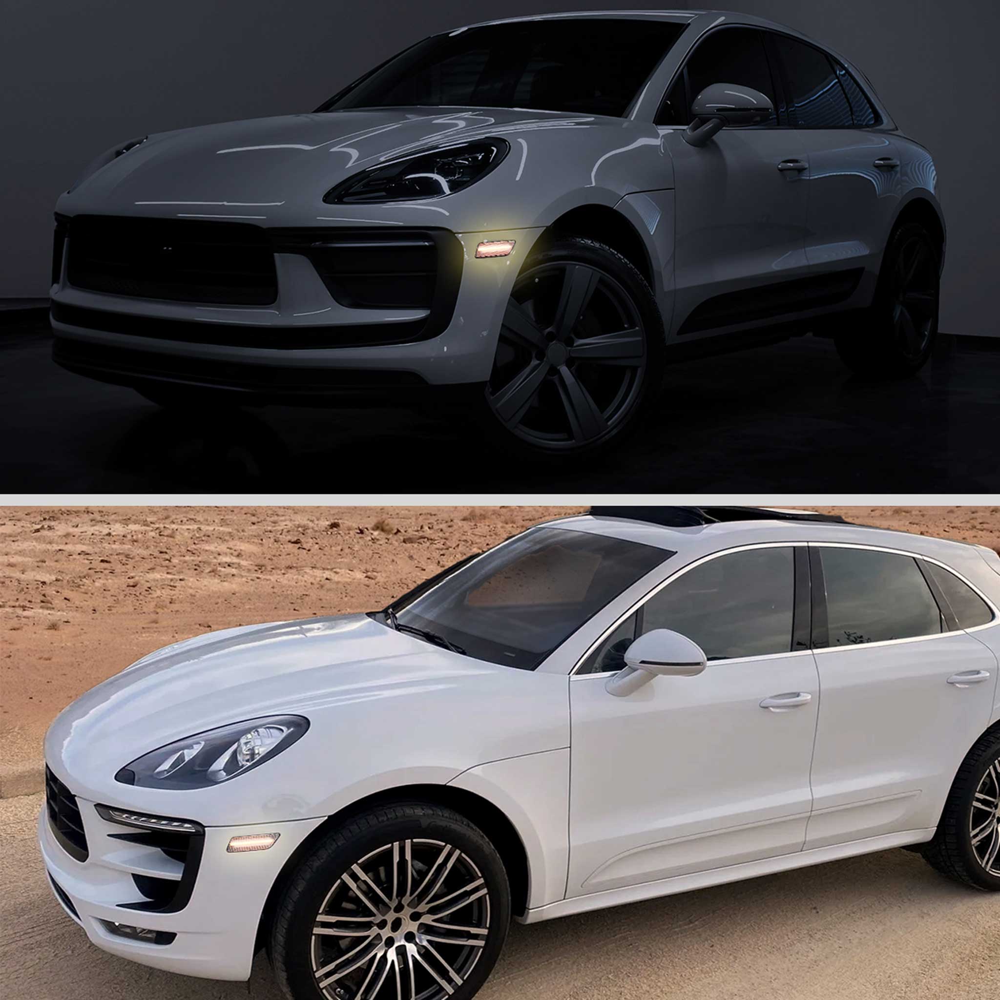 For Porsche Macan 2014-2022 Front Bumper LED Side Marker Turn Signal Lights Chrome Housing Clear Lens