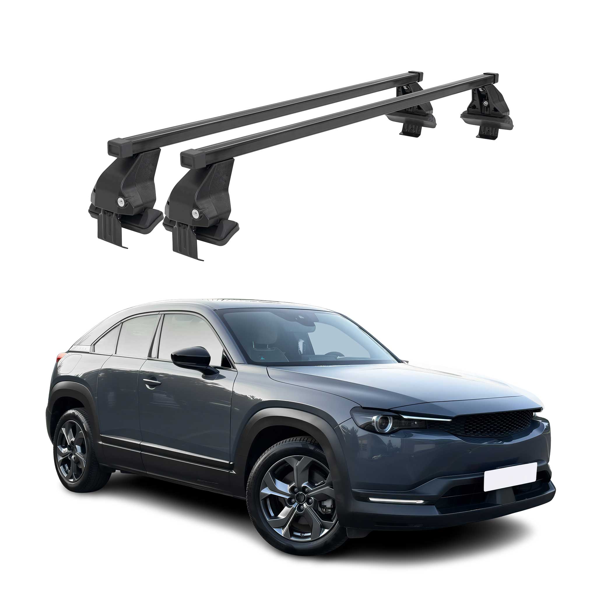 Smooth Roof Racks Cross Bars Luggage Carrier for Mazda CX-30 2020-2026 Black
