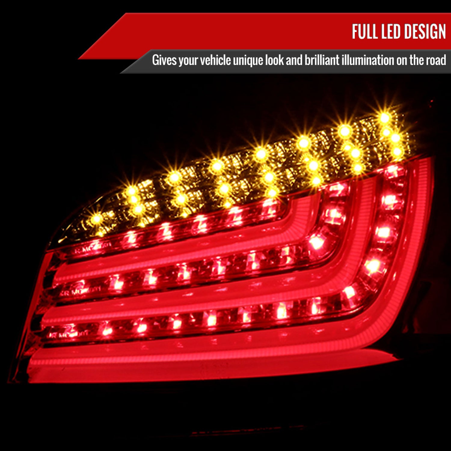 2004-2007 BMW E60 5 Series Sedan LED Tail Lights Chrome/Red Clear Lens