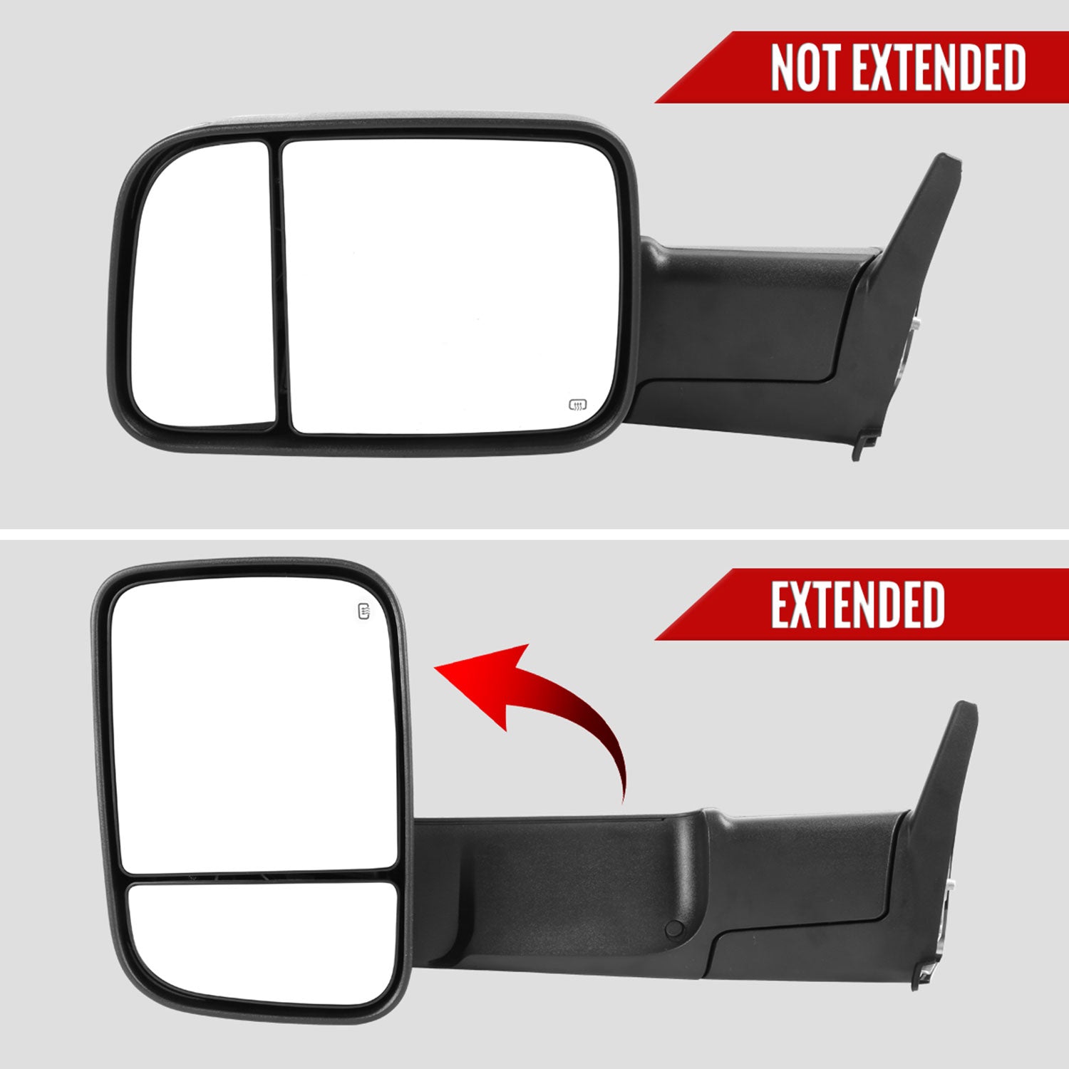 1998-2001 Dodge RAM 1500 2500 3500 Black Heated Towing Mirrors & Turn Signal