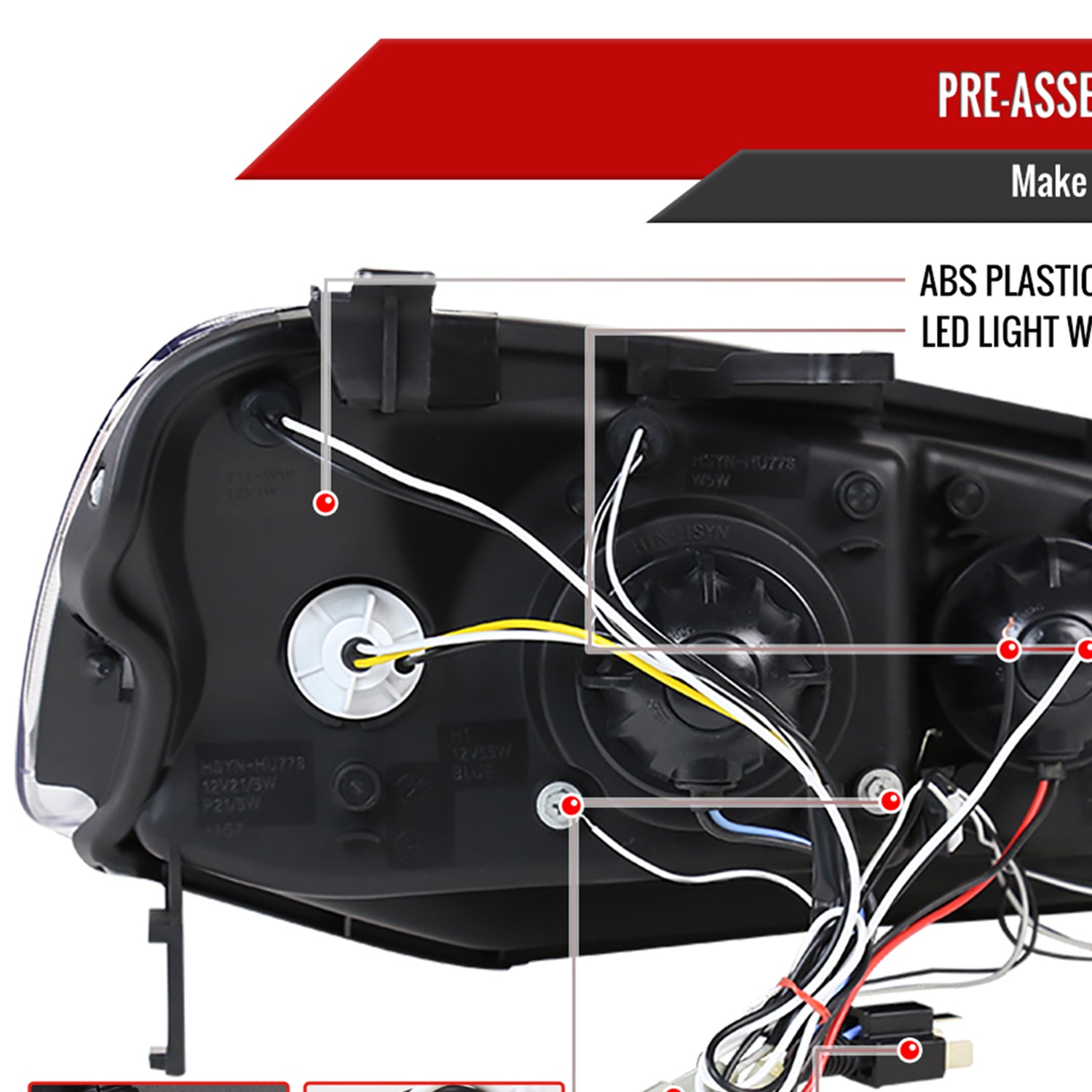 2001-2003 Honda Civic Dual Halo Projector Headlights Glossy Black/Smoke Lens