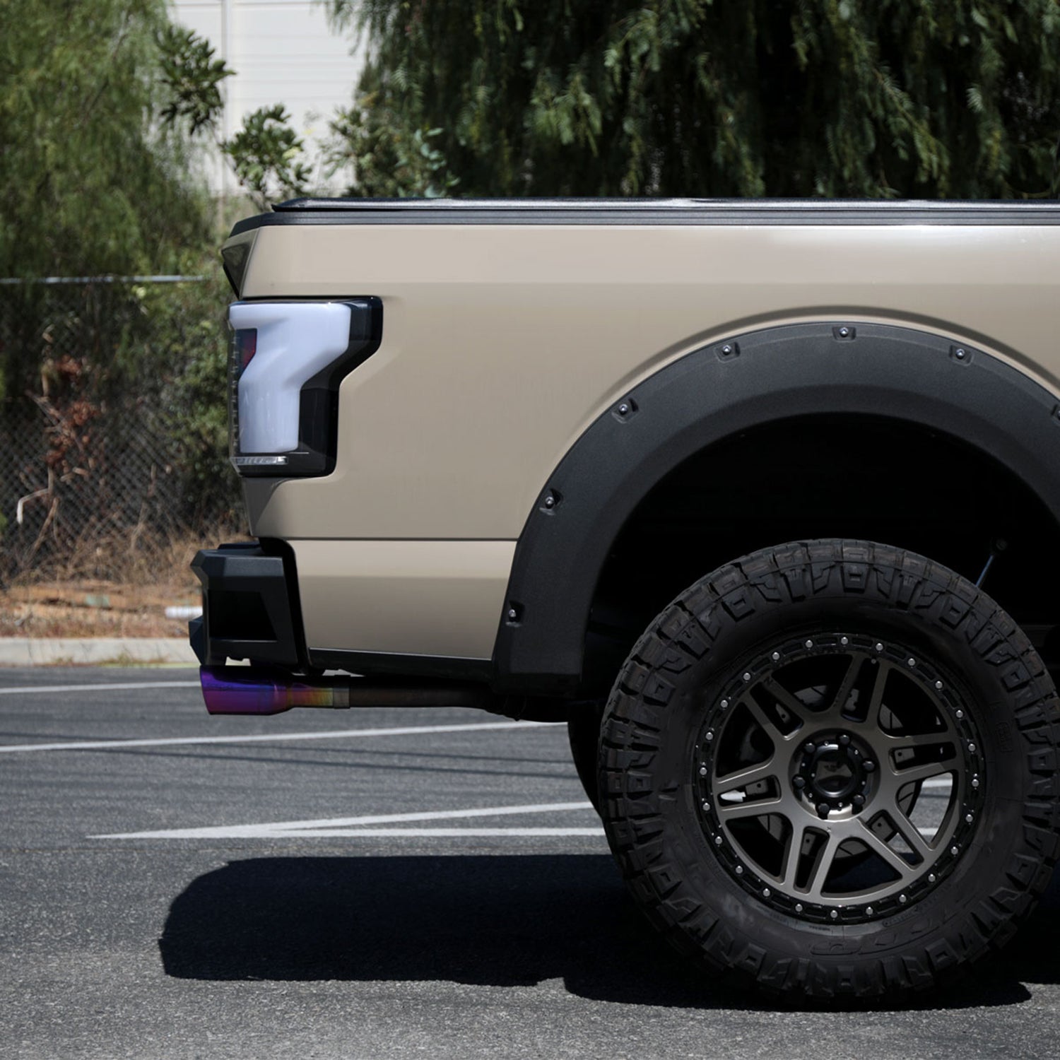 2015-2017 Ford F-150 Turn Signal Animated White LED Bar Tail Lights Matt Black