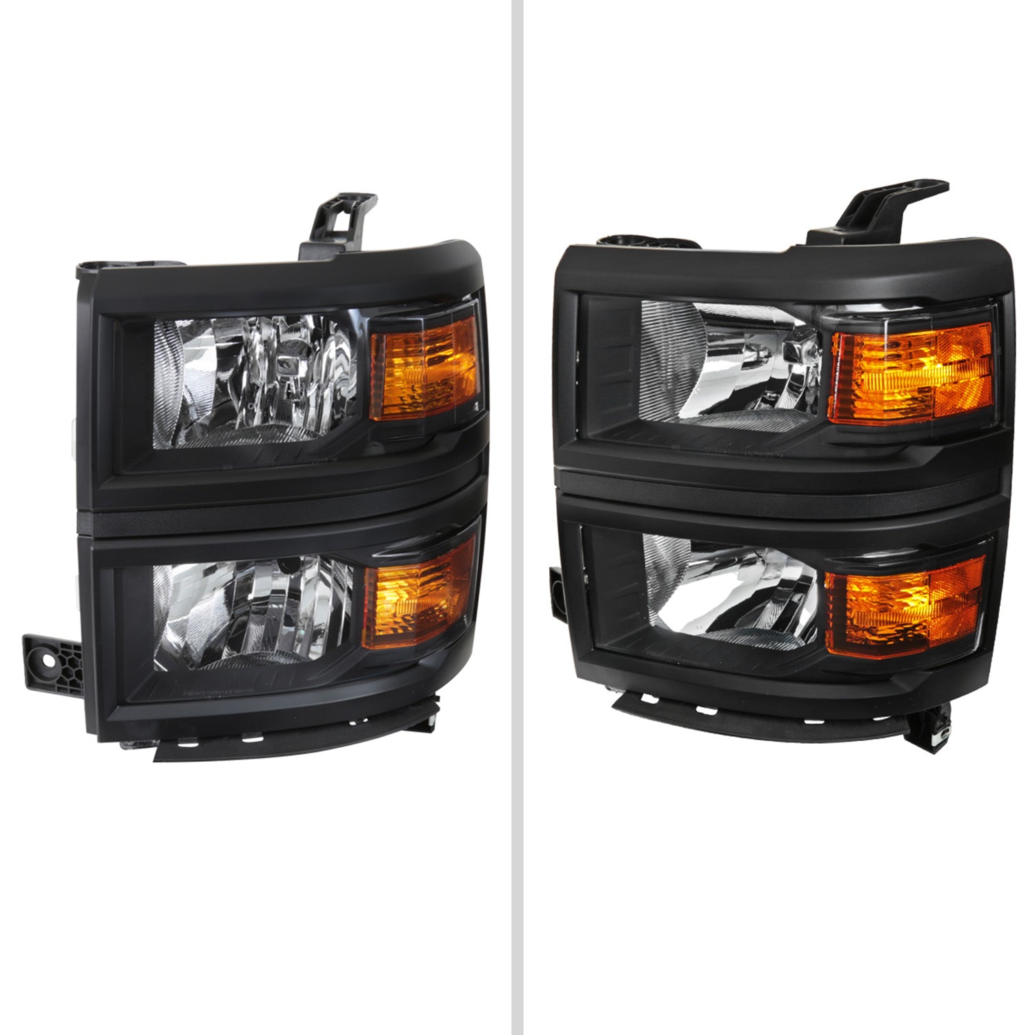2014-2015 Chevy Silverado 1500 Factory Style V2 Headlights Matte Black/Clear