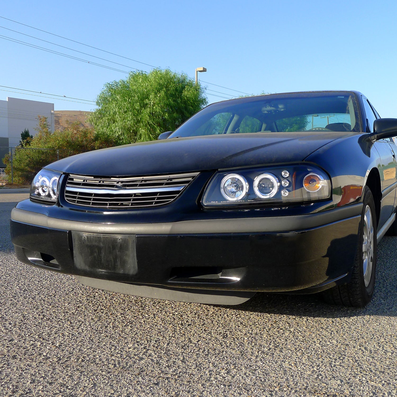 2000-2005 Chevy Impala Dual Halo Projector Headlights Matte Black/Clear Lens