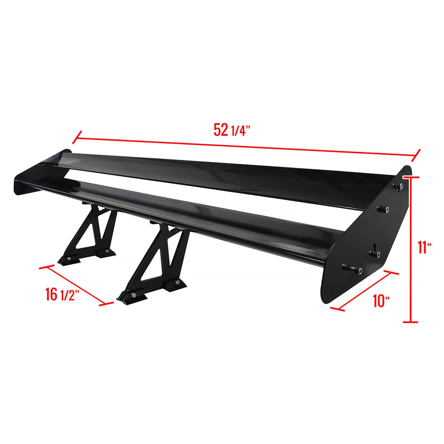 Universal Black CNC Aluminum 52" Double Deck Adjustable Trunk Spoiler Wing