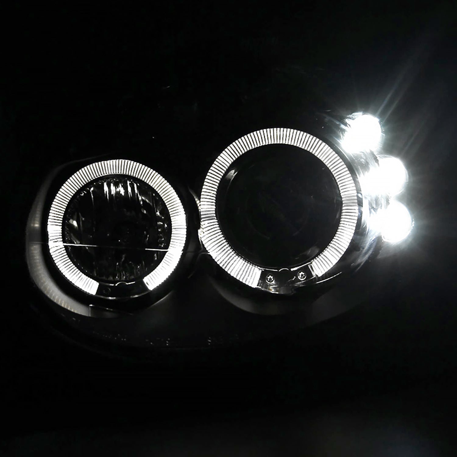 2003-2005 Dodge Neon Dual Halo Projector Headlights Matte Black/Clear Lens