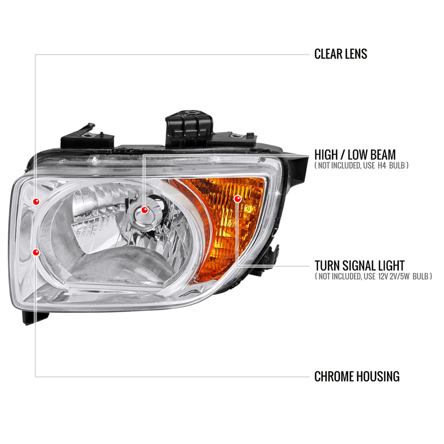 2003-2008 Honda Element Factory Style Headlights Chrome Housing/Clear Lens