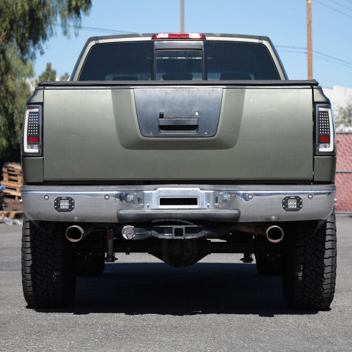 2004-2015 Nissan Titan LED Tail Lights with White LED Tube Matte Black/Clear