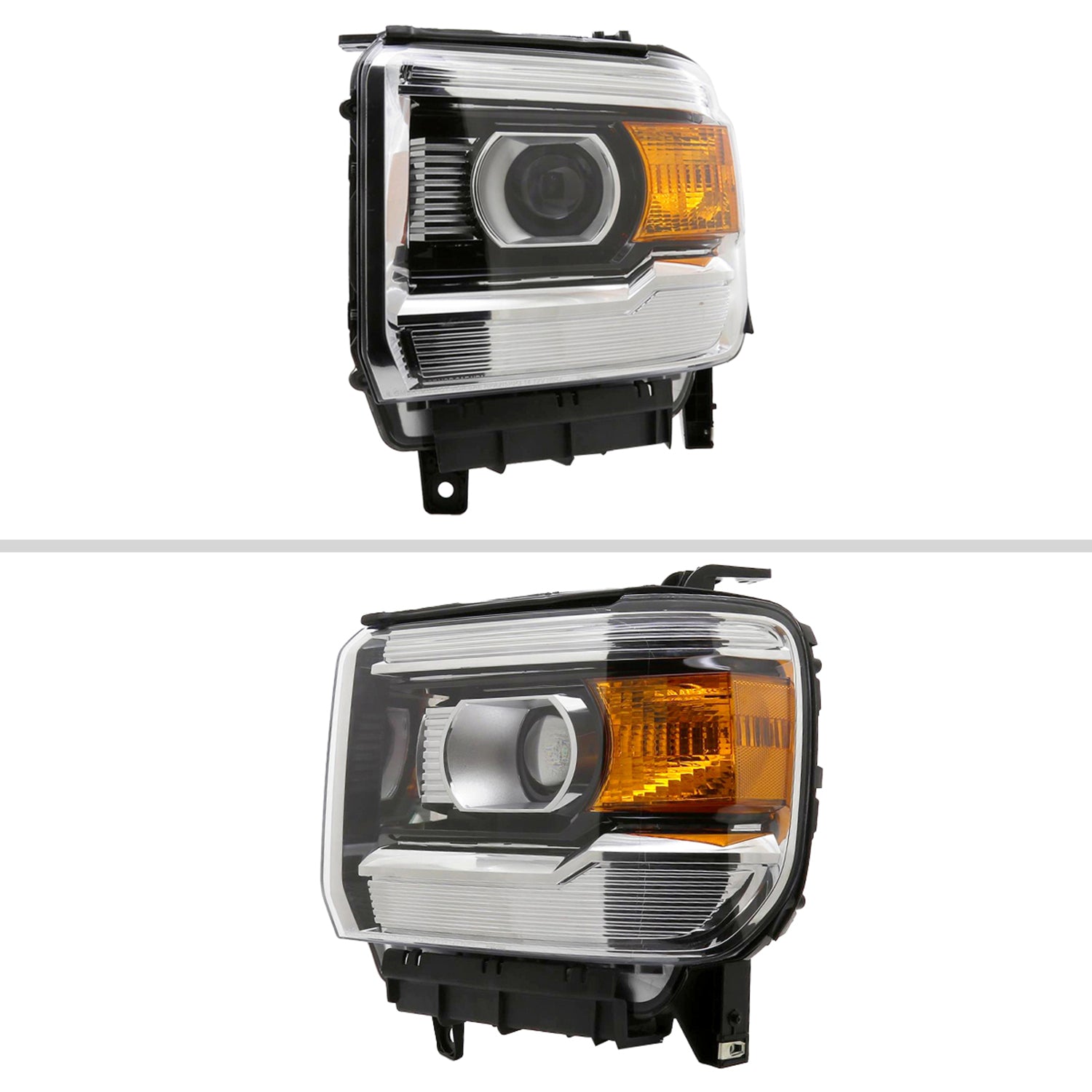 2014-2019 GMC Sierra 1500/2500 HD/3500 HD Projector Headlights Chrome/Clear