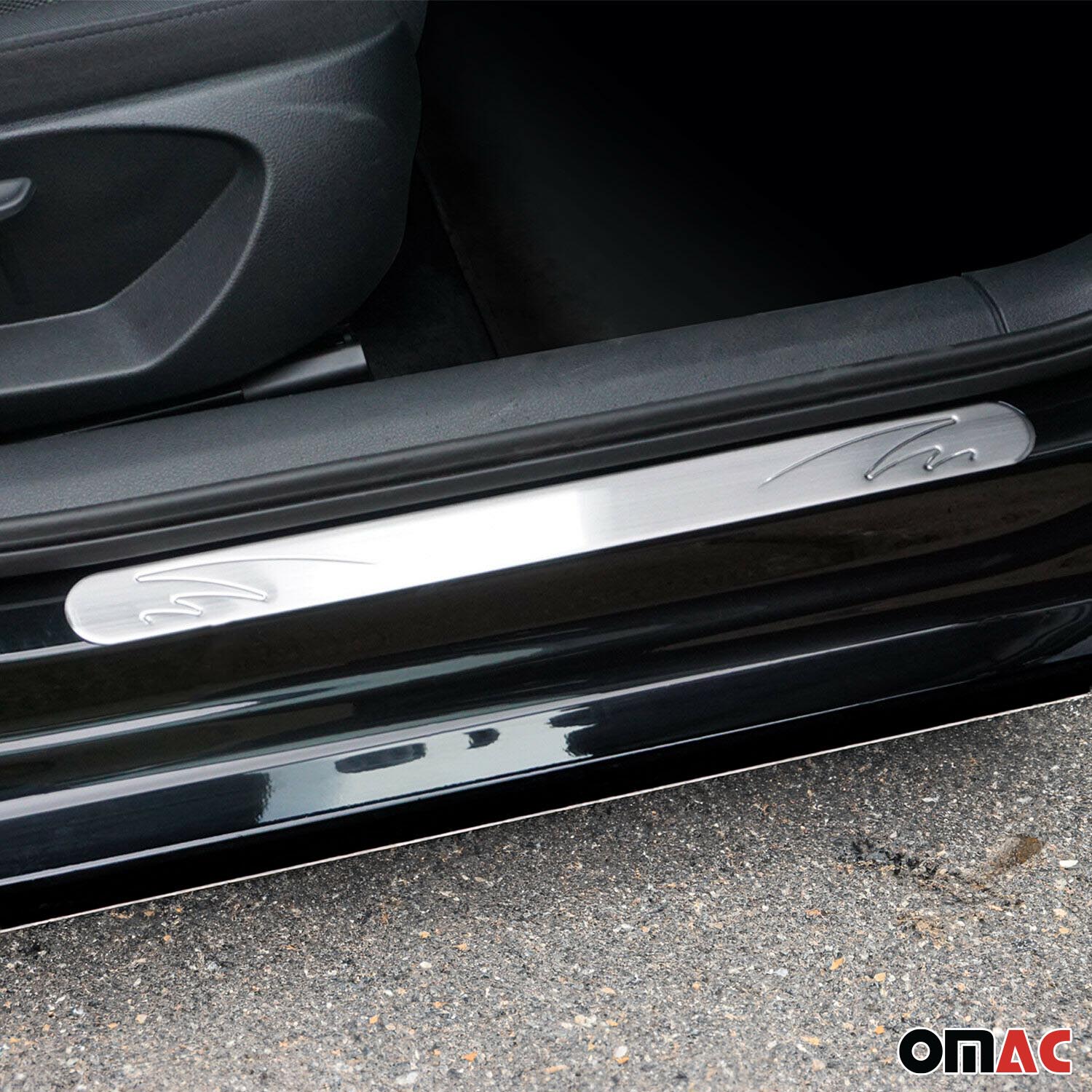 Audi Door Sill Scuff Plate Scratch Protector Stainless Steel Silver Wave 4 Pcs