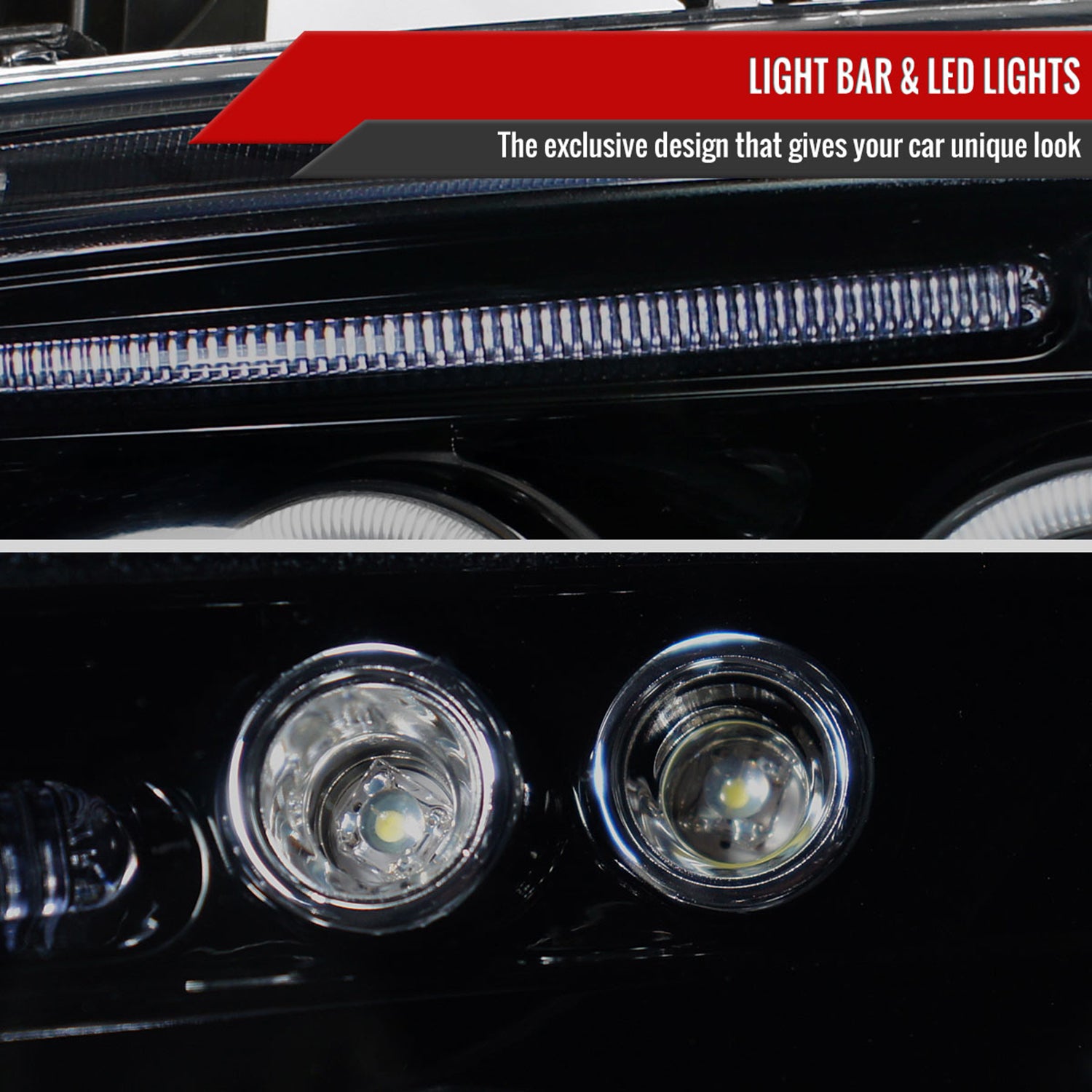 2005-2010 Dodge Charger Dual Halo Projector Headlights Glossy Black/Smoke Lens